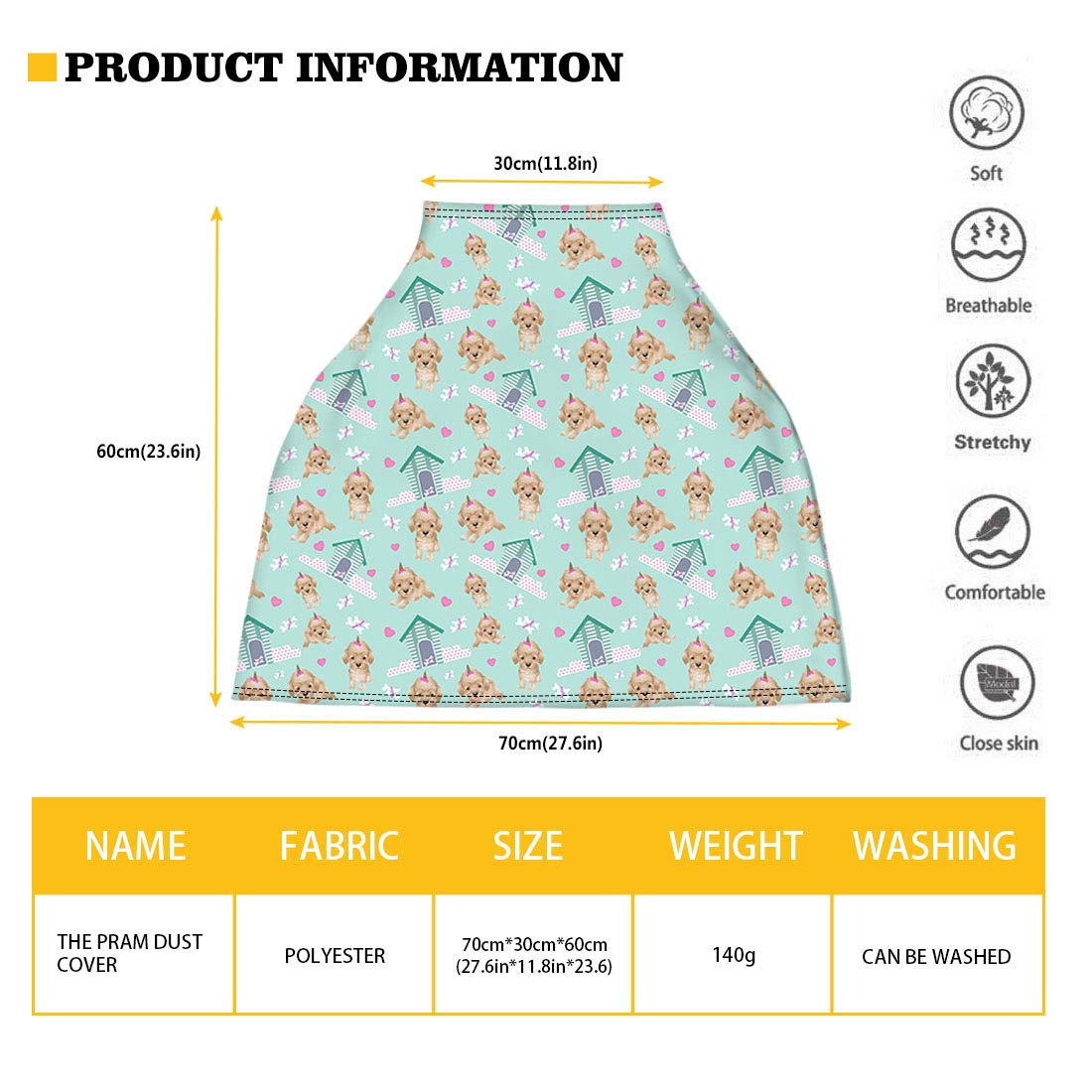 Jeiento Stretchy Baby Car Seat Cover - Breathable Nursing Cover & Breastfeeding Scarf - Infant Car Canopy & Shopping Cart Protector - Soft Elastic Blue - Perfect for Travel, Shopping and Nursing in Public