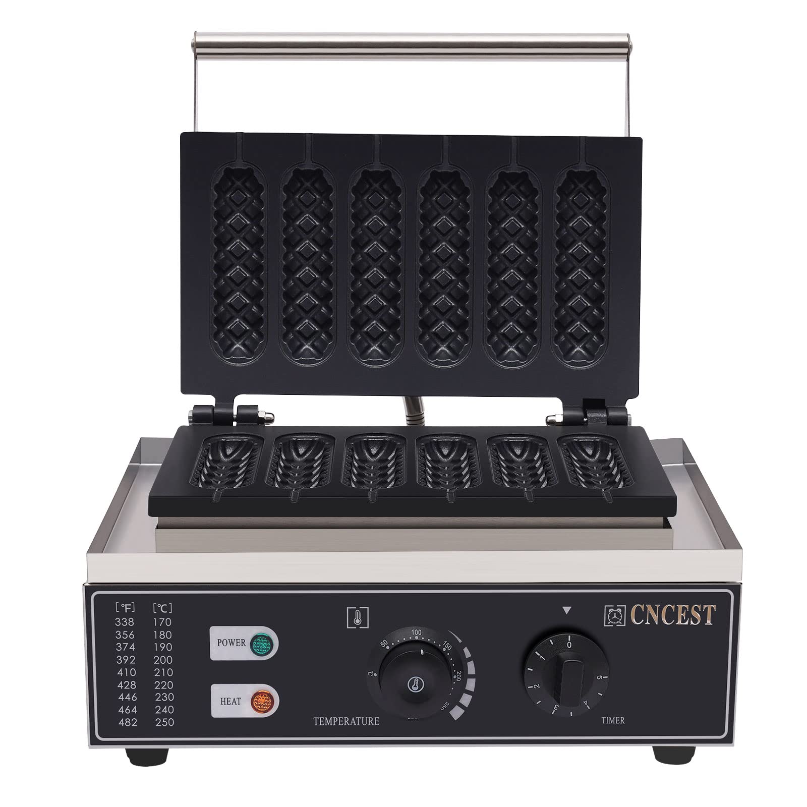 Commercial Hot Dog Waffle Maker Machine - 6 PCS Non-Stick Lolly Hotdog Molds, 1500W Stainless Steel Electric Corn Dog & Sausage Waffle Baker (110V) - Perfect for Parties, Food Trucks, and Home Breakfast Cooking