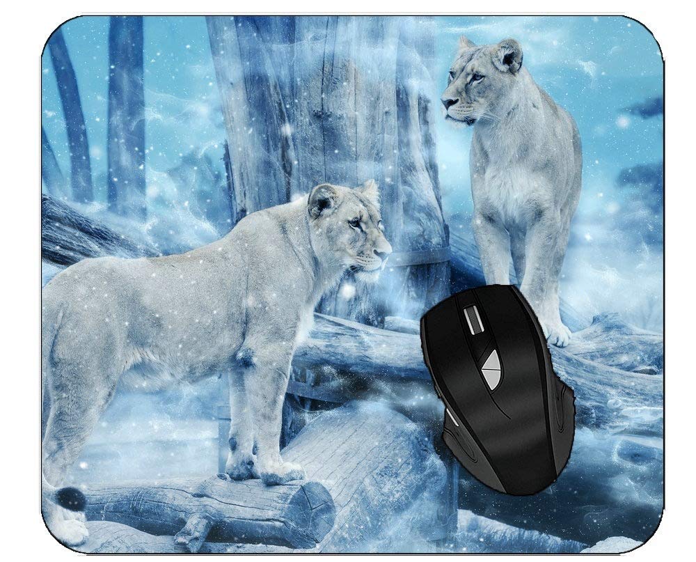 Premium Large Lion Design Office Mouse Pad with Stitched Edges - Non-Slip Desk Mat for Computer, Laptop & Gaming Setup