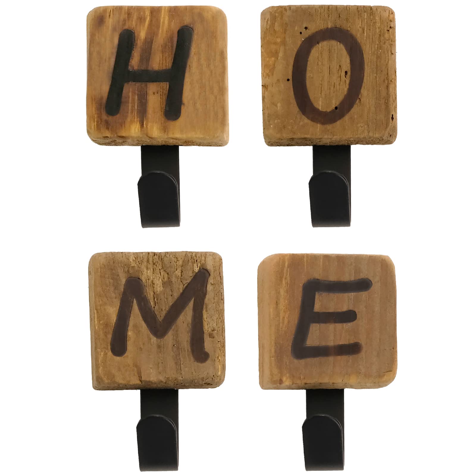 Farmhouse Solid Wood Coat Hooks with Steel Hooks - Wall Mounted for Home & Kitchen Decor