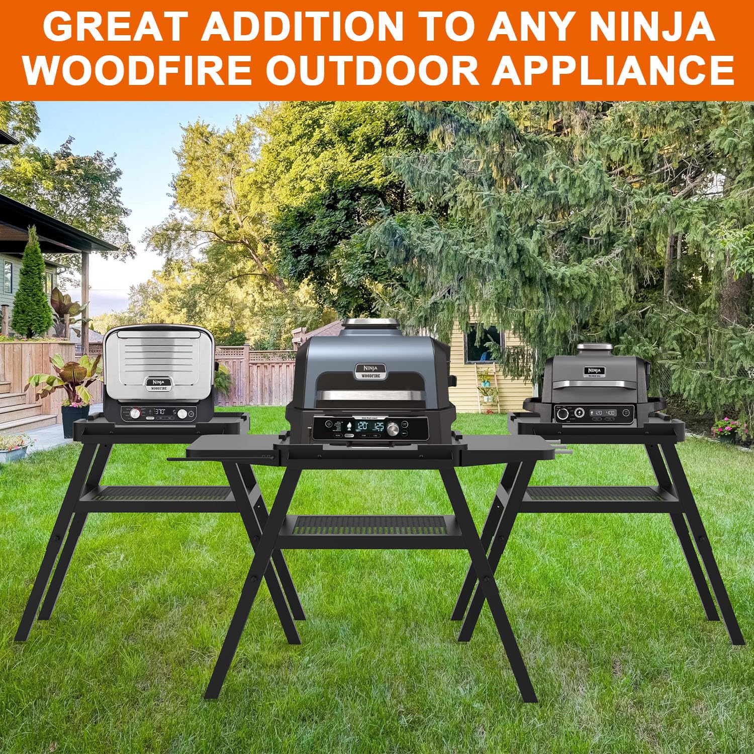 Adjustable Grill Stand for Ninja Outdoor Woodfire OG700 OG800 OG900 Series & OO101 Pizza Oven - Heavy Duty Replacement Stand for Ninja XSKUNSTAND - Perfect for Backyard BBQs, Camping & Outdoor Cooking