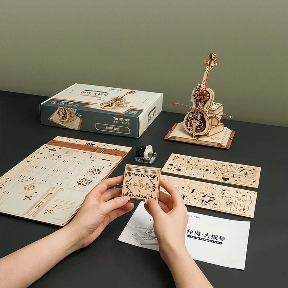 Magic Cello Mechanical Music Box - Creative 3D Wooden Puzzle for Adults & Teens | Perfect Gift for Music Lovers, Home Decor & Stress Relief