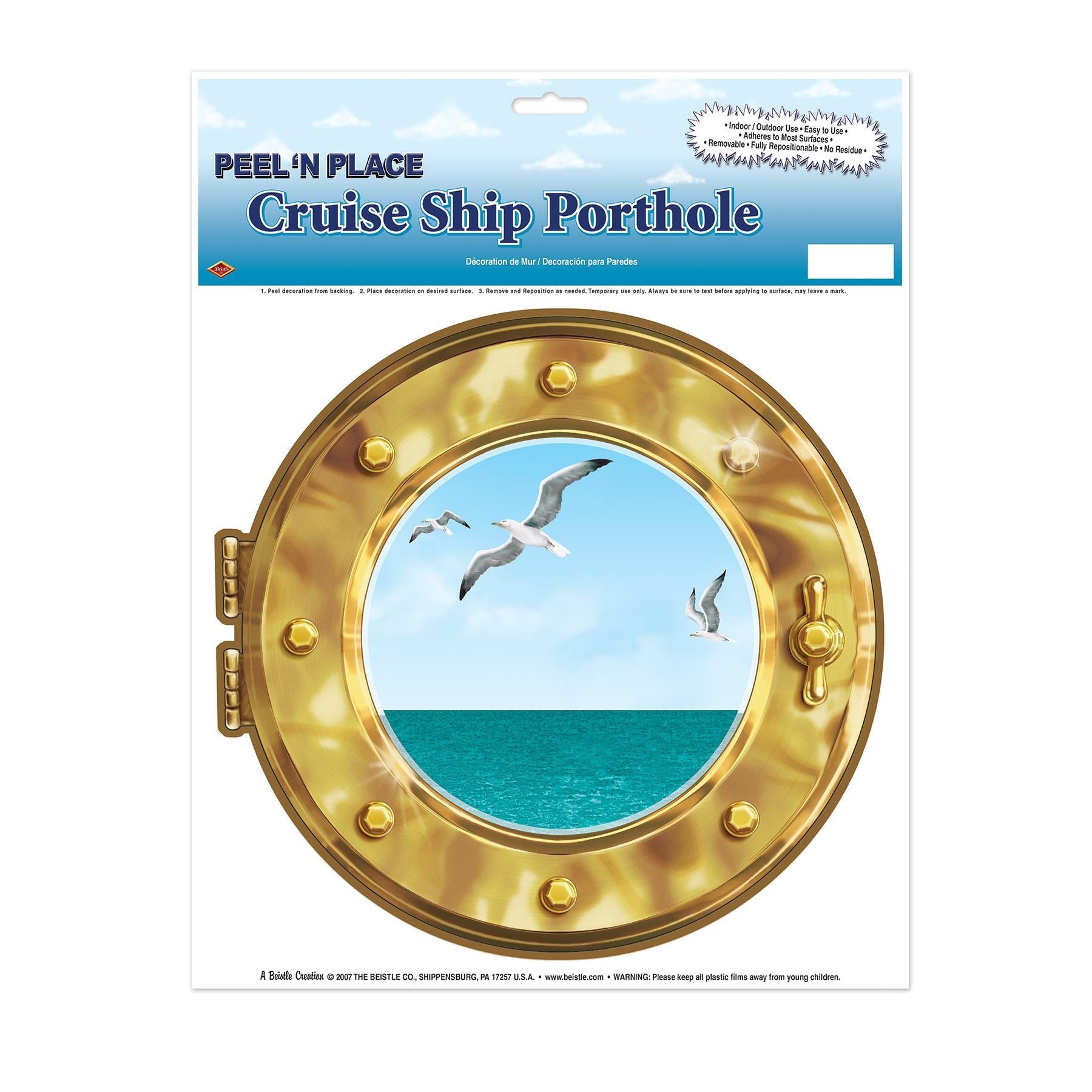 12 Pack Beistle Cruise Ship Porthole Party Peel 'N Place Window Clings - Perfect for Cruise Theme Parties, Birthday Decorations & Nautical Events