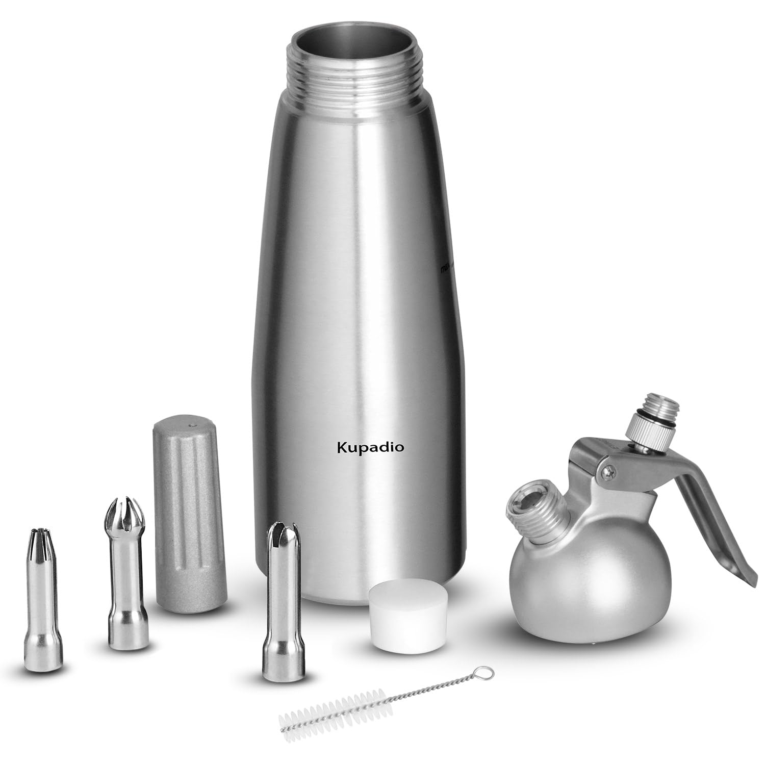 Premium 500mL (1 Pint) Aluminum Whipped Cream Dispenser - Professional Dessert Cream Maker with 3 Decorating Nozzles for Cakes, Coffee & Cocktails | Gourmet Whipped Cream Charger for Home & Commercial Use