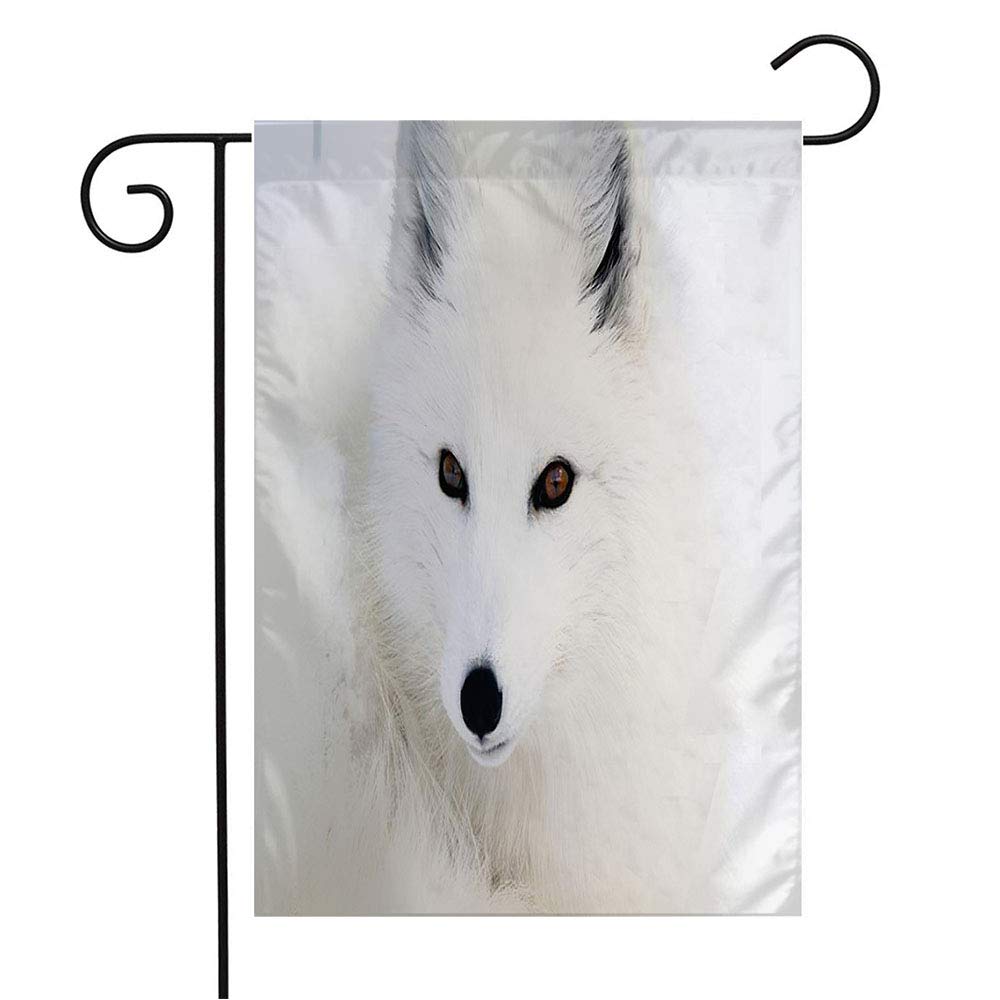 Arctic Fox & White Dog Welcome Garden Flag - 12x18 Inch Seasonal Outdoor Decor for Patio, Lawn & Home - Perfect Gift for Wildlife & Nature Lovers | Ideal for Front Yard, Garden & Seasonal Celebrations