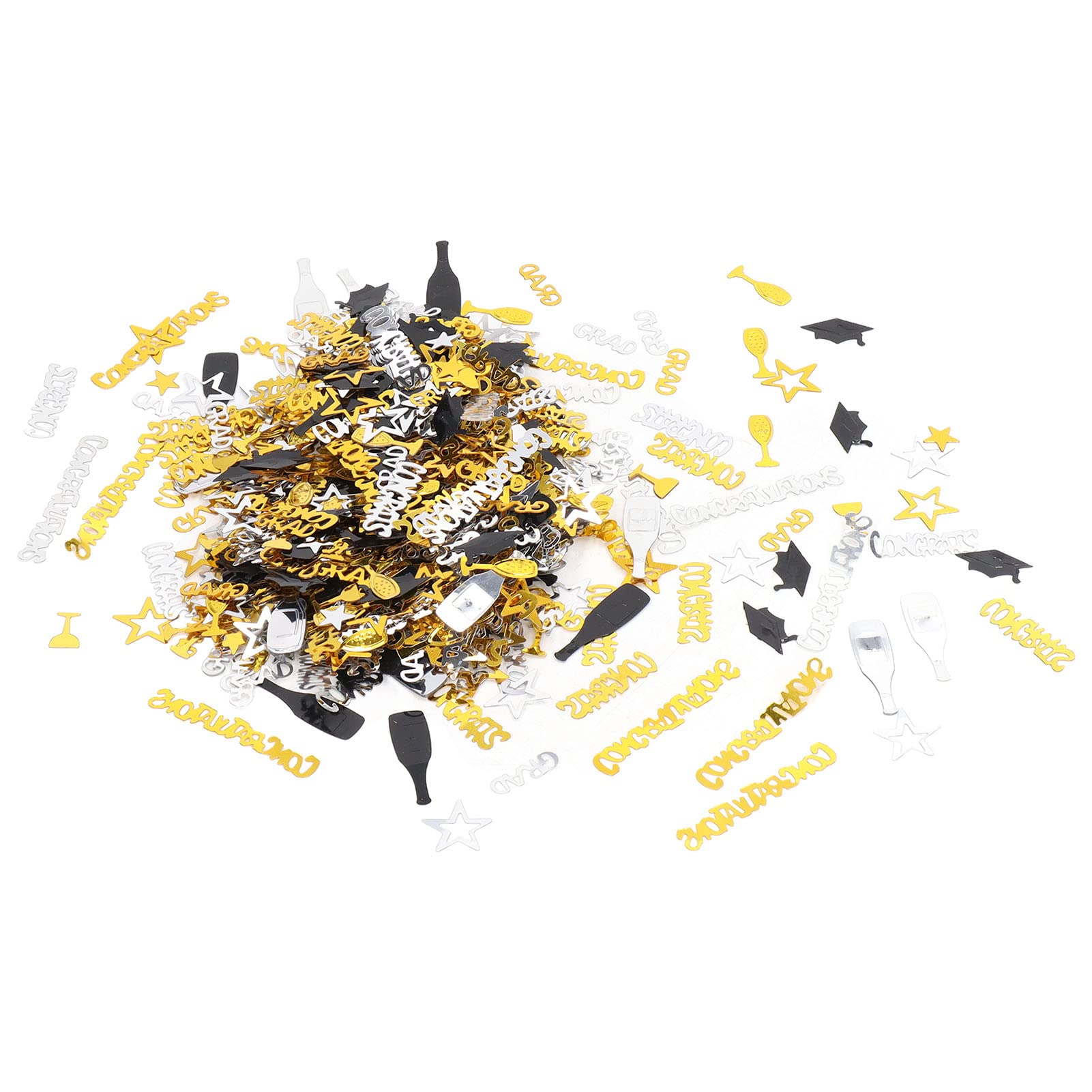 Eco-Friendly Graduation Glitter Confetti - 100g Plastic Confetti for Table Decor (Black, Gold, Silver) | Perfect for Graduation Parties, Photo Backdrops & Celebration Decorations
