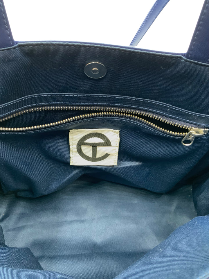 Telfar Cobalt Blue Medium Shopping Tote Bag - Vegan Leather Handbag for Women, Work, Travel & Everyday Use