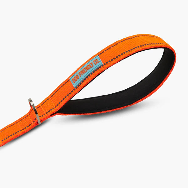 Dog Friendly Co. Classic Reflective Dog Leash - High Visibility Orange for Night Walks & Outdoor Safety