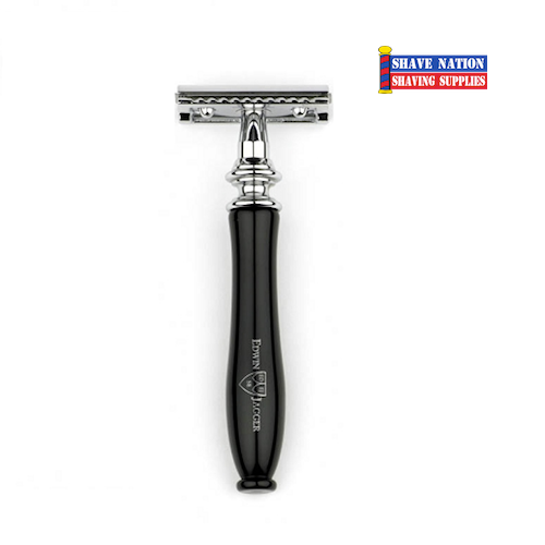 Edwin Jagger Closed Comb Safety Razor - Chatsworth Ebony & Chrome Handle - Best for Wet Shaving & Grooming - Perfect Gift for Men