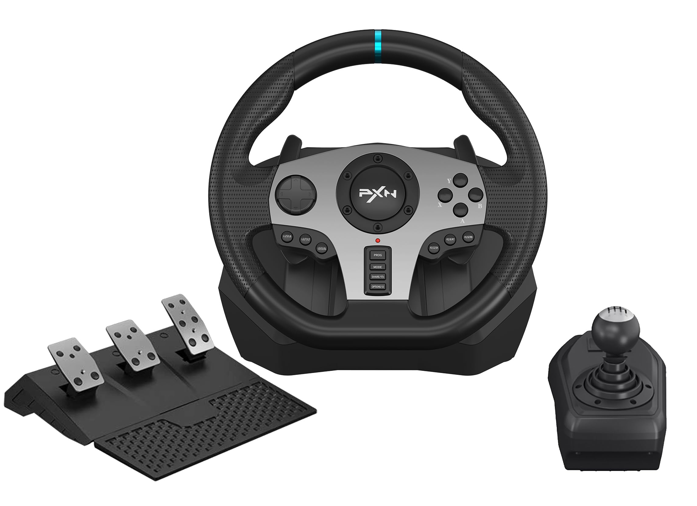 PXN V9 Gaming Steering Wheel with Pedals & Shifter - 270°/900° Dual-Motor Force Feedback Racing Wheel for PC, PS4, PS3, Xbox One, Xbox Series X/S & Nintendo Switch - Perfect for Simulation Racing & Gaming Enthusiasts