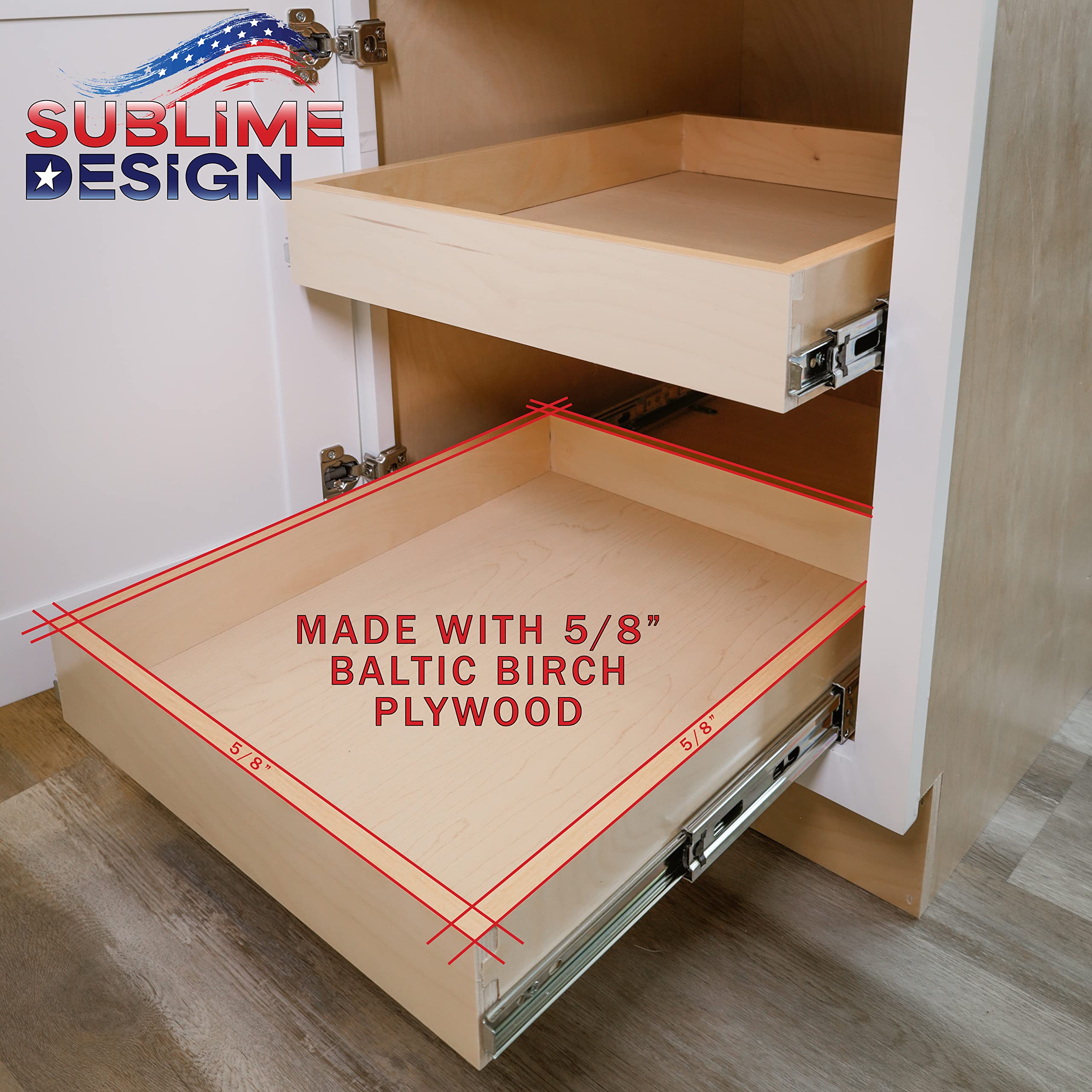 Pull Out Kitchen Drawers & Slide Out Shelves - Standard Size 20 Inch (19