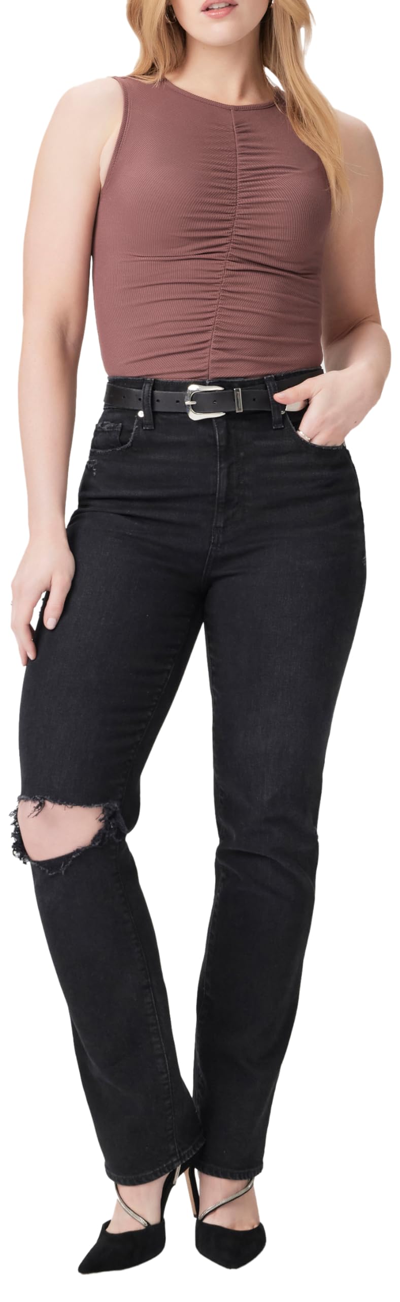 PAIGE Women's Knockout High Waist Skinny Jeans - Stretch Denim Pants for Casual & Night Out | Perfect for Work, Date Night & Everyday Wear