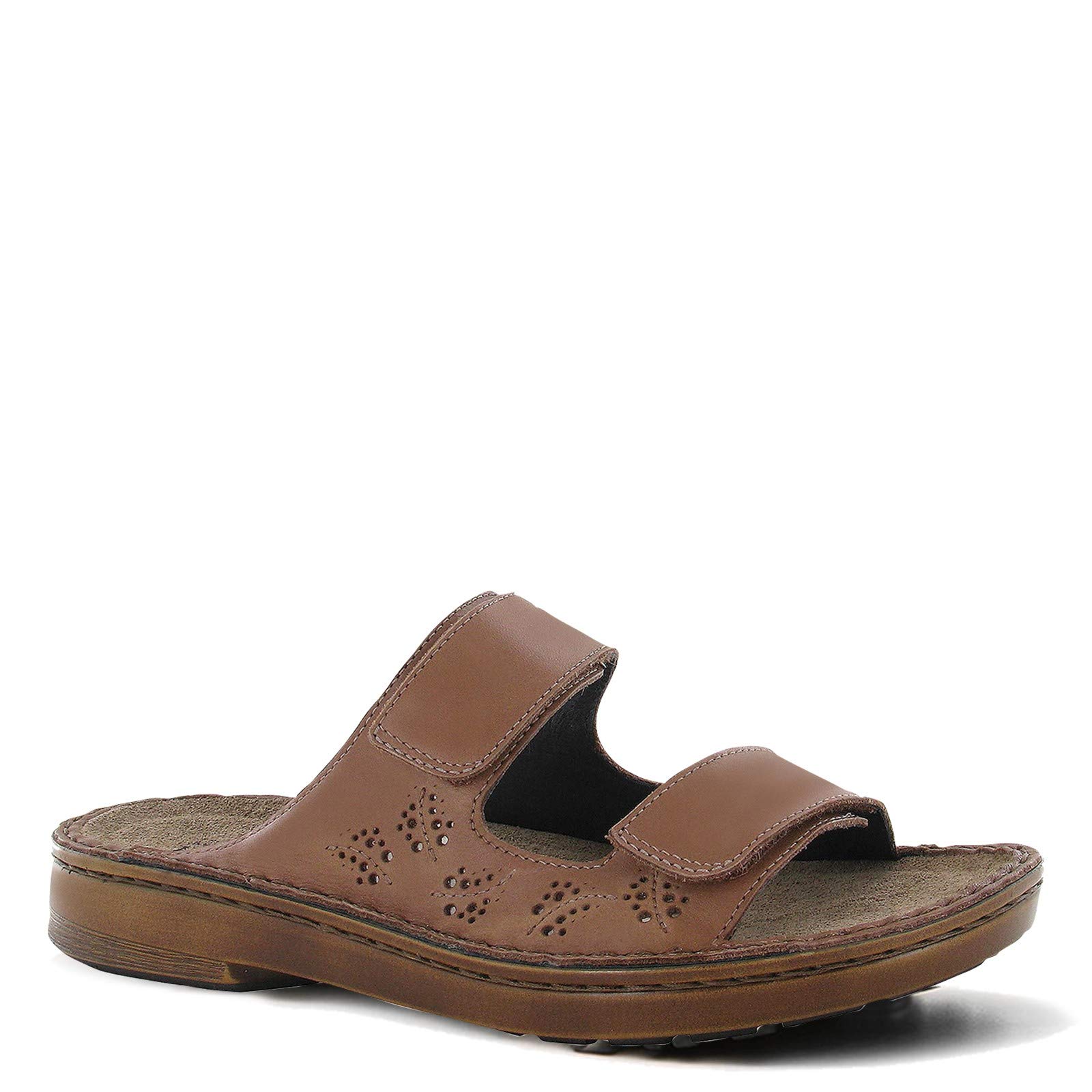 NAOT Women's Transoco Slide Sandal - Comfortable Leather Sandals with Glass Bead Accents in Mocha Rose/Silver, Size 5 Wide US | Perfect for Beach Vacations, Summer Outfits & Casual Wear