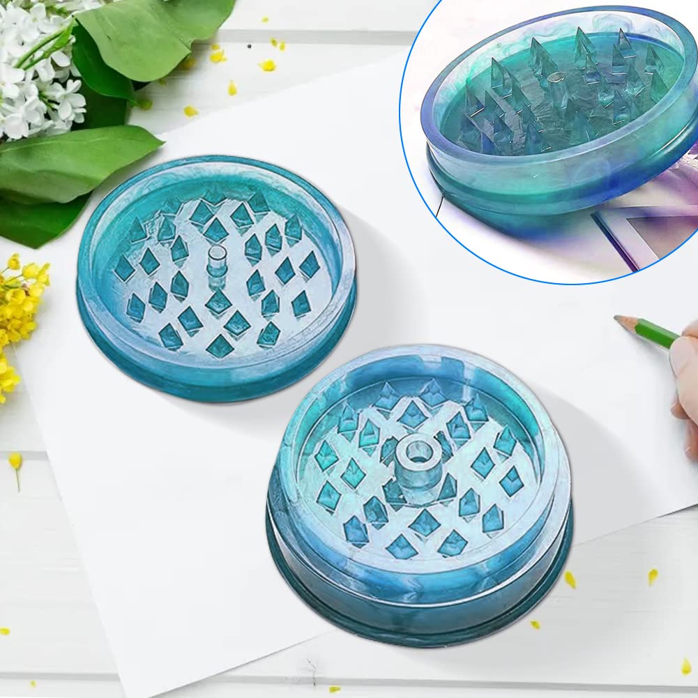 5 PCS Silicone Resin Molds Set with Large Rolling Tray & Grinder Mold - DIY Epoxy Resin Casting Kit for Jewelry Making, Home Decor, and Craft Projects - Perfect for Resin Art, Storage, and Creative Gifts