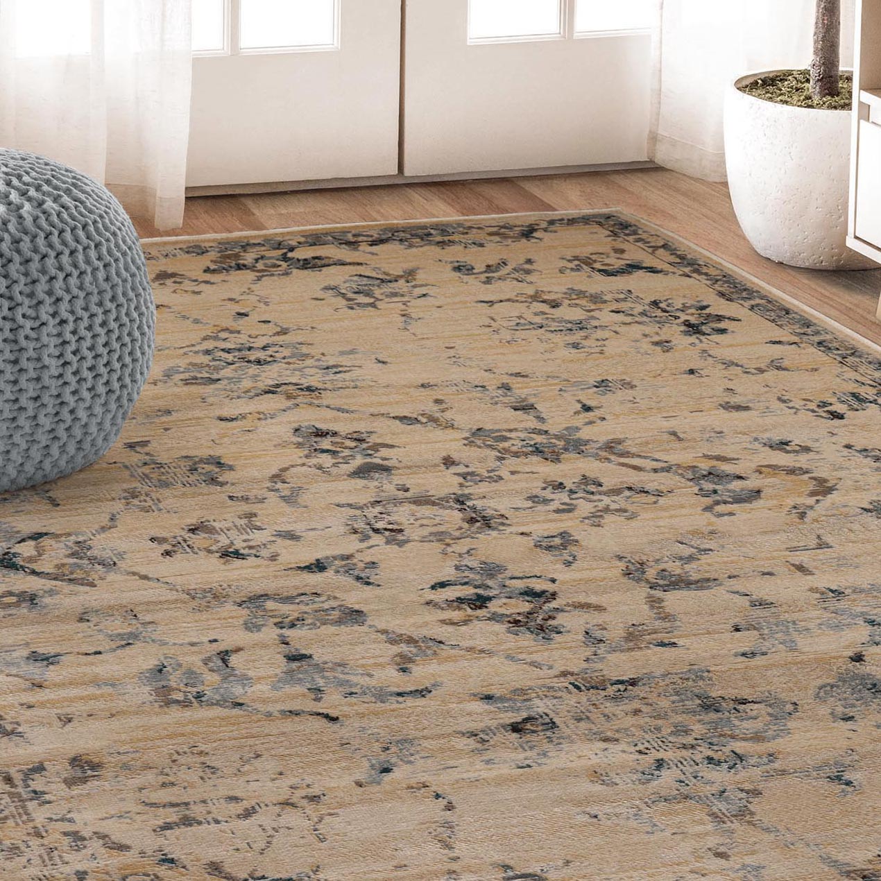 Basilio Modern Farmhouse Medallion Indoor Area Rug - Soft Non-Slip Living Room Carpet for Bedroom, Dining Room & Home Decor