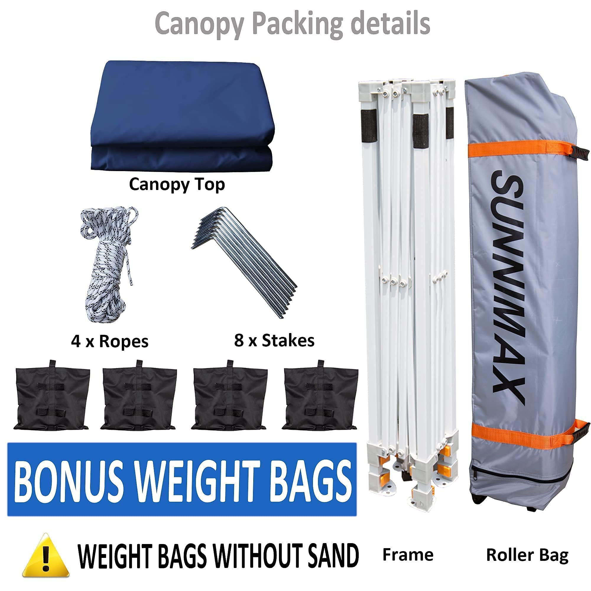 10x10FT Blue Pop Up Canopy Tent - Waterproof Portable Folding Shelter with Roller Bag & 4 Sand Bags - Perfect for Outdoor Parties, Tailgating, Camping, and Beach Events
