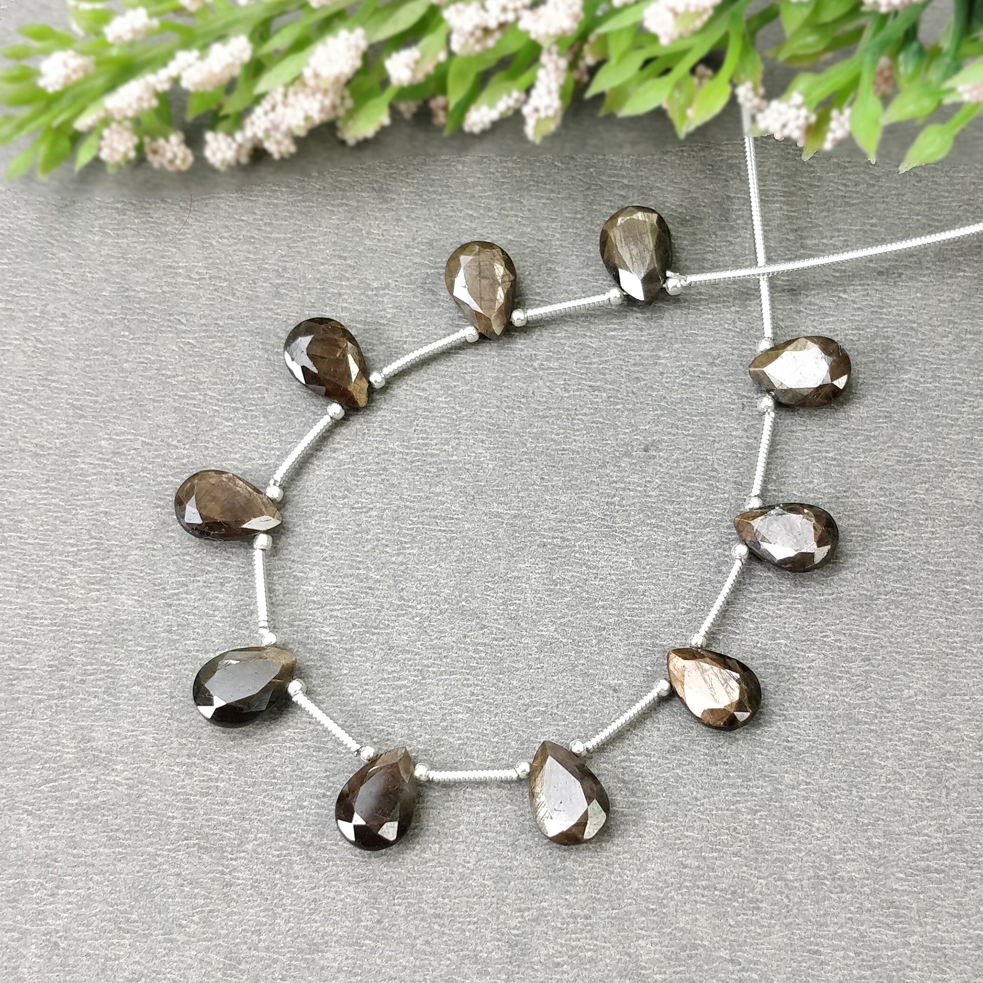 Natural Unheated Golden Brown Chocolate Sapphire Gemstone Loose Beads - 29.10cts Pear Shape Faceted Beads (10x7mm & 10.5x7mm) for Jewelry Making, DIY Crafts & Beading Projects
