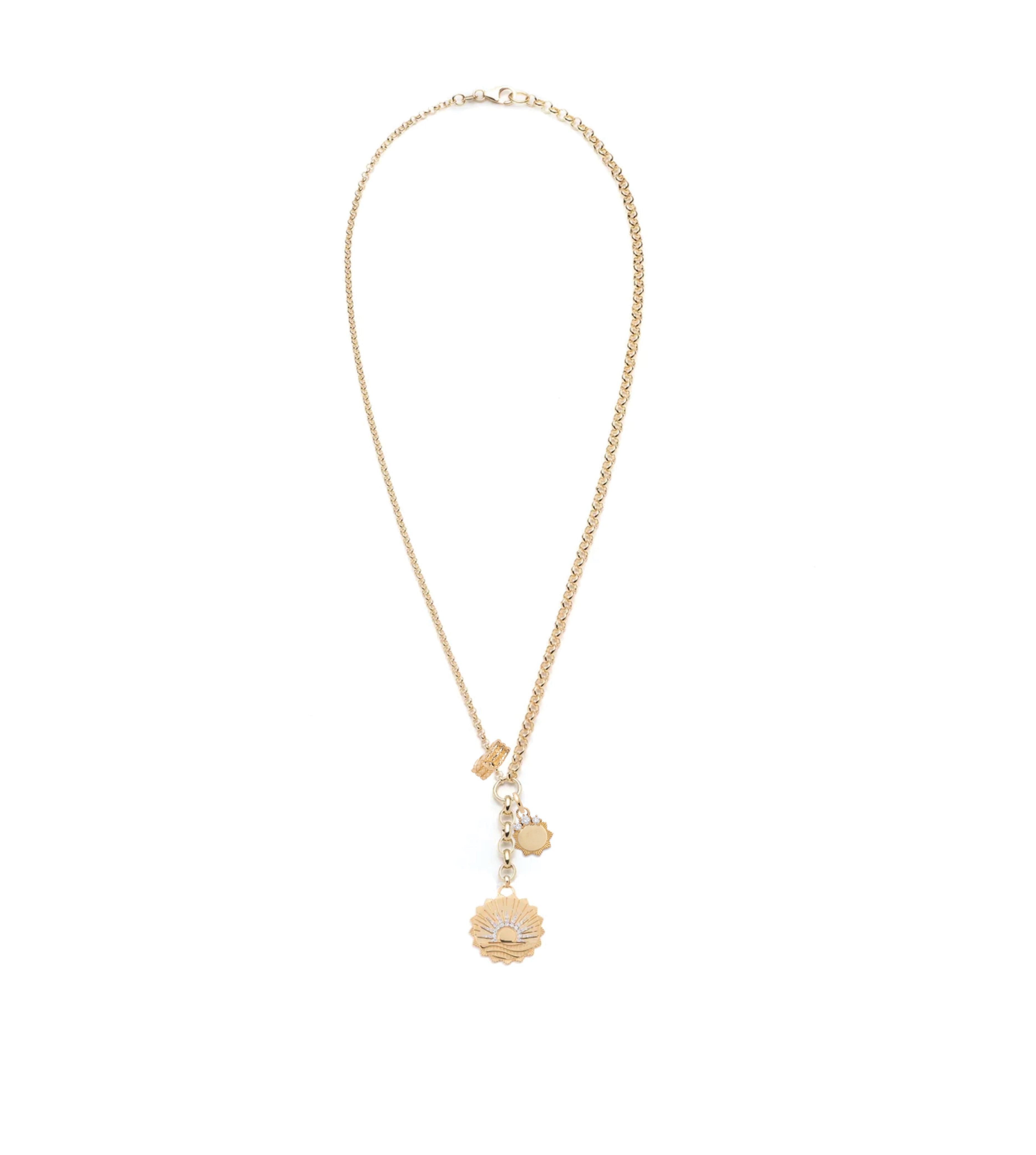 Engravable Internal Compass Necklace - Medium Mixed Belcher Chain Extension for Women, Perfect for Travel, Hiking & Outdoor Adventures