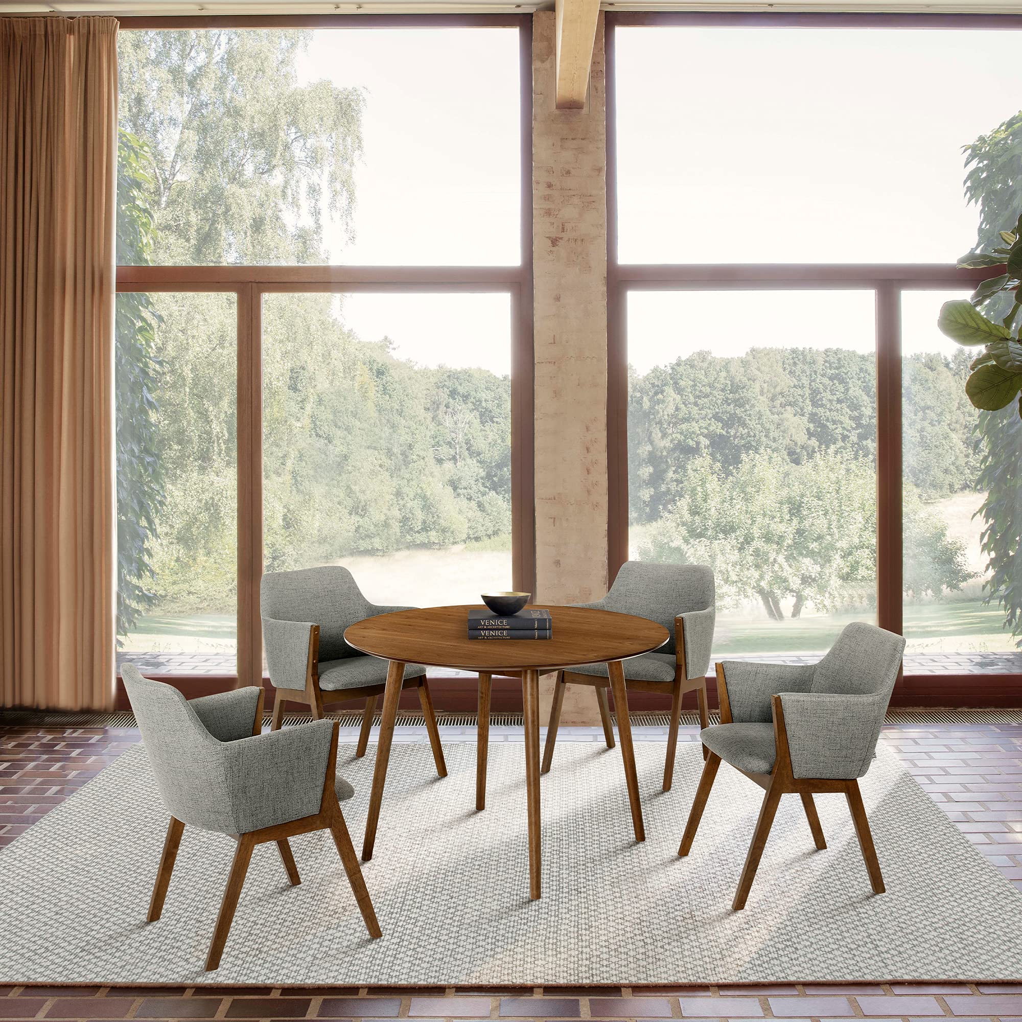 **Arcadia & Renzo 5-Piece Round Dining Set – 42