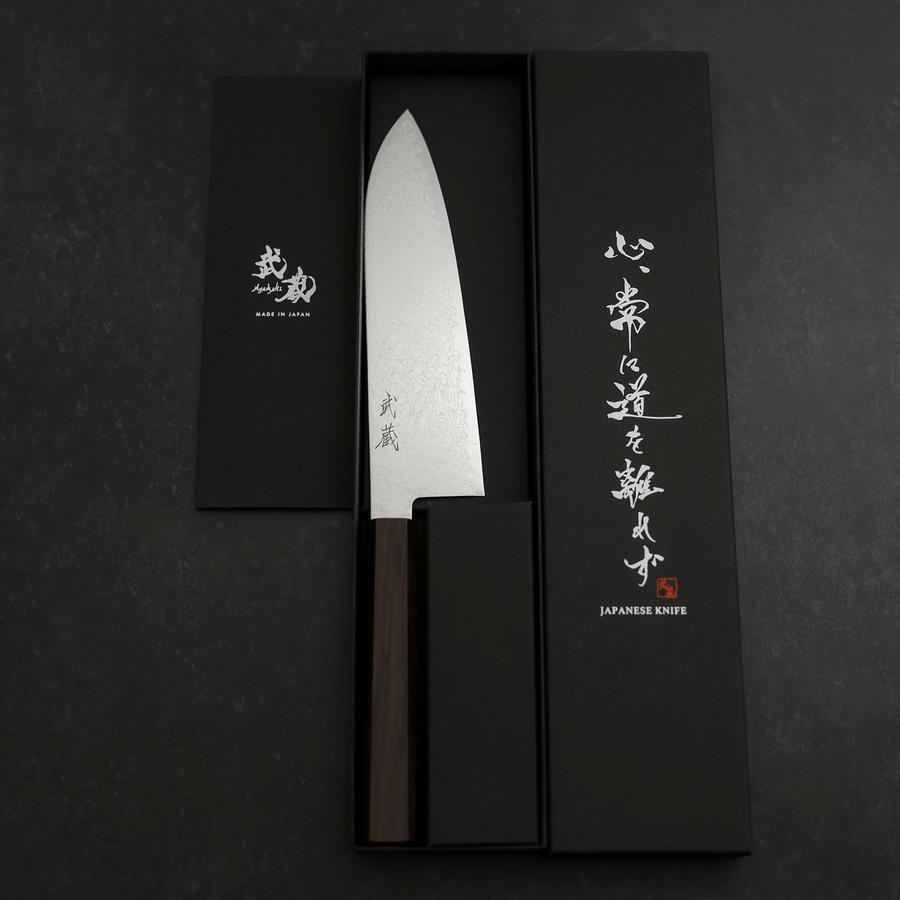Premium Santoku SG-2 Nickel Damascus Chef Knife 180mm with Ebony Wood Handle - Perfect for Slicing, Dicing, and Chopping Vegetables, Meat, and Fish