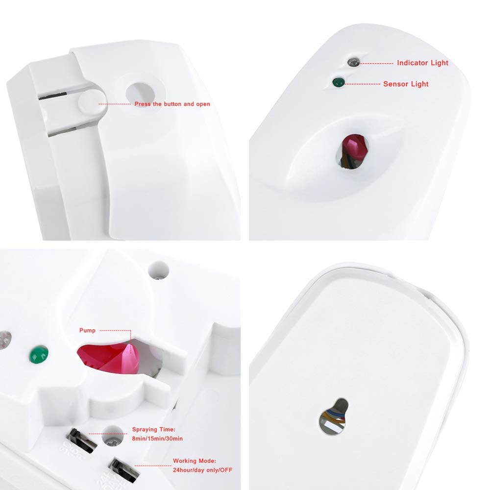 Automatic Air Freshener Dispenser - Wall Mounted Timer Scent Spray for Bathroom, Home, Office & Commercial Use | Fresh & Clean Fragrance Solution for Schools, Restaurants, Hotels & Public Toilets (White) | Eliminate Odors & Create Pleasant Atmosphere