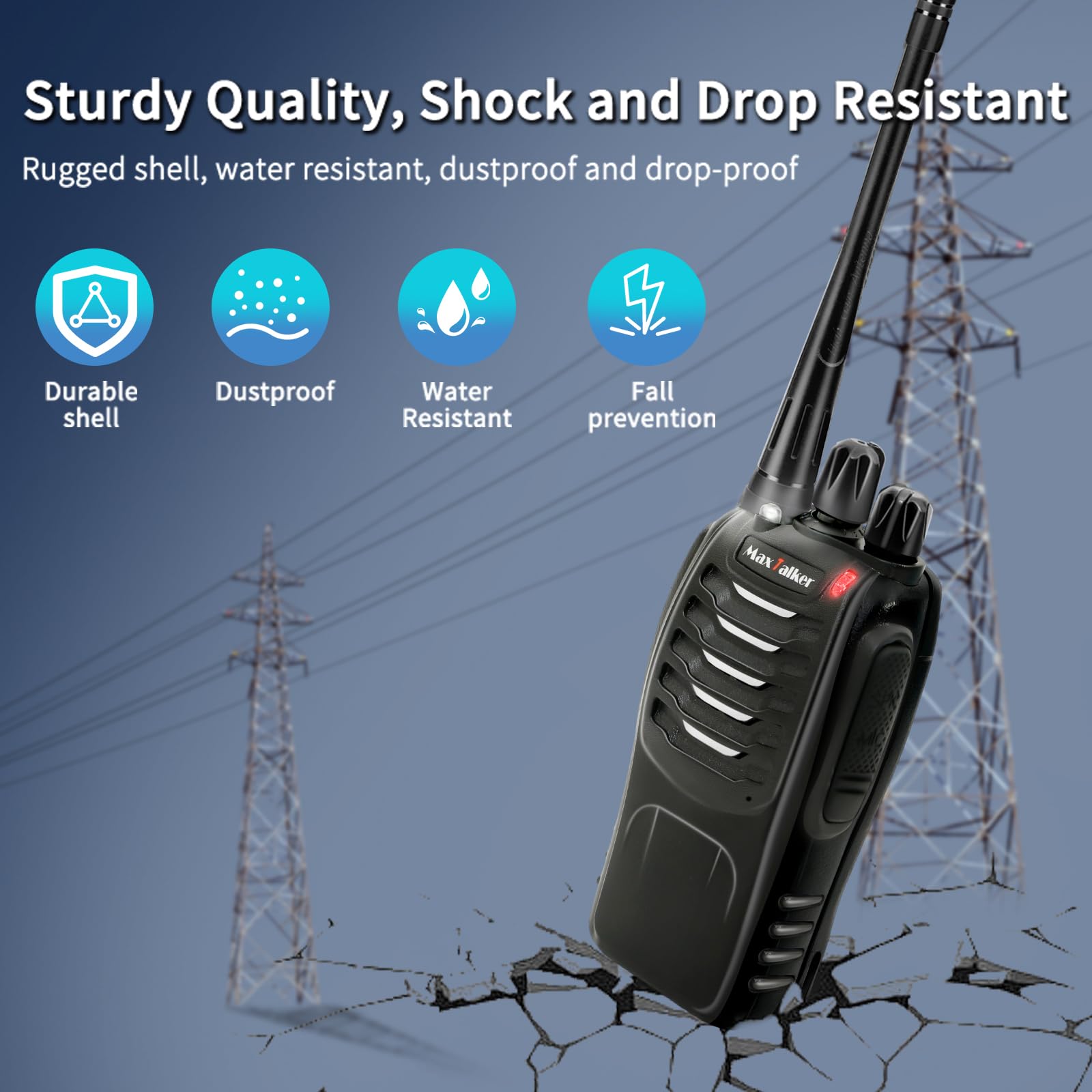 MT-8S Long Range Walkie Talkies for Adults - Rechargeable 2-Way Radios with VOX, Flashlight & 1500mAh Li-ion Battery (2 Pack) - Perfect for Hiking, Camping, Construction Sites and Outdoor Adventures
