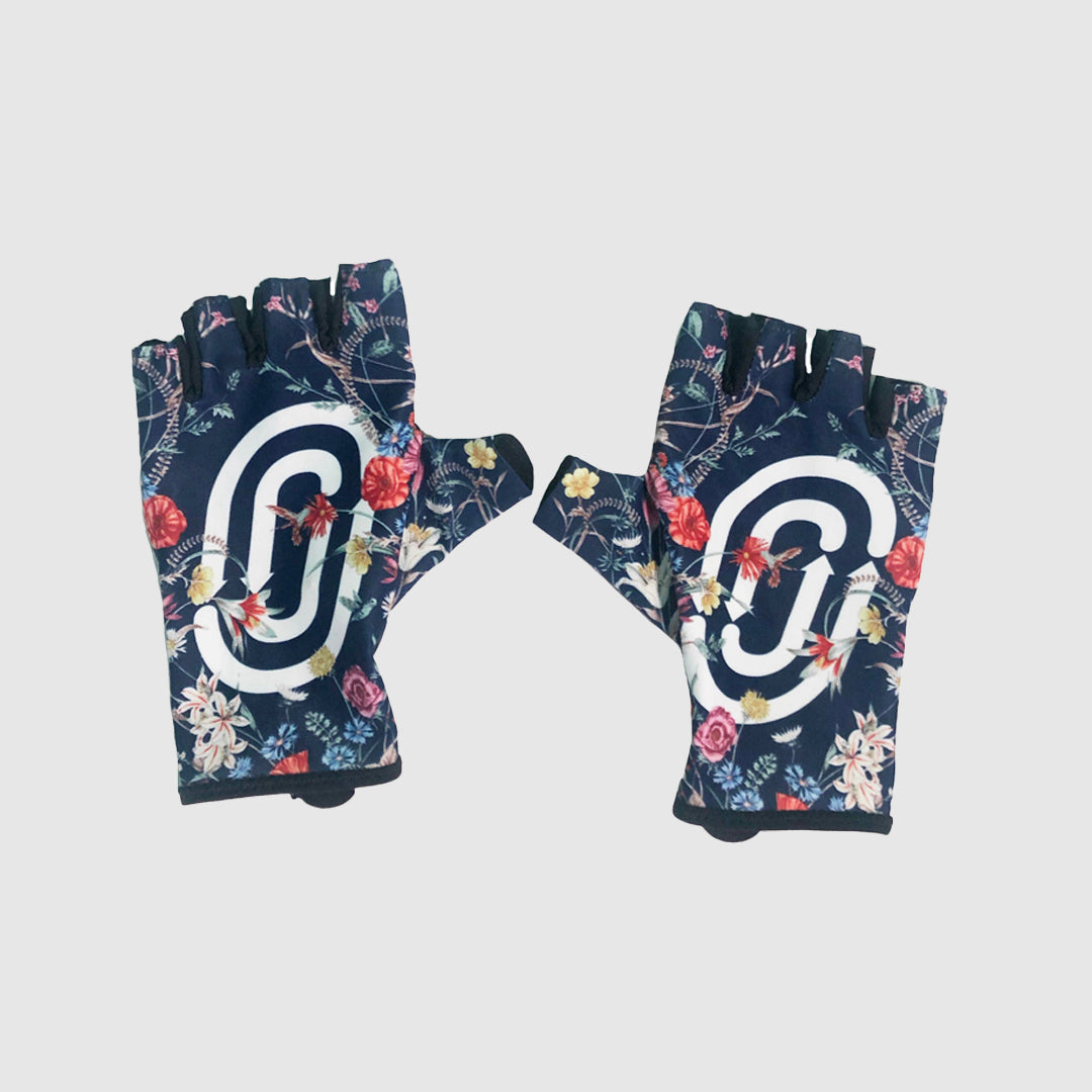 Floral Short Finger Aero Gloves for Cycling - Breathable Summer Bike Gloves with Grip for Women & Men - Perfect for Road Biking, Mountain Biking & Outdoor Sports