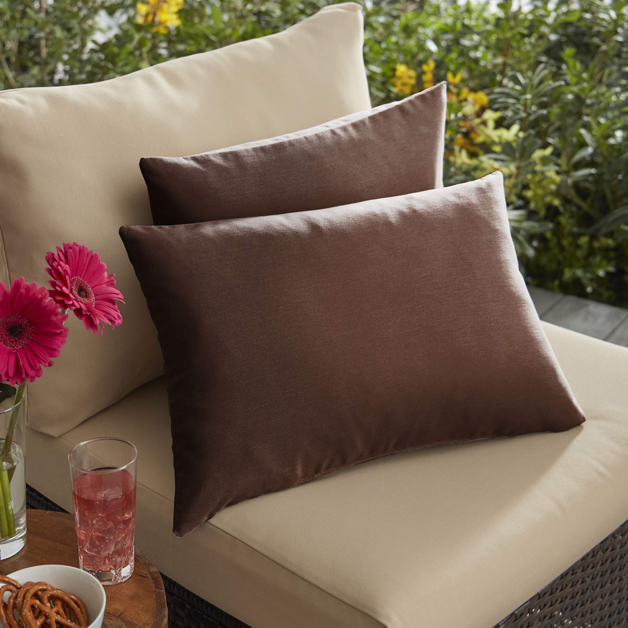 Set of 2 Brown Canvas Throw Pillows 20