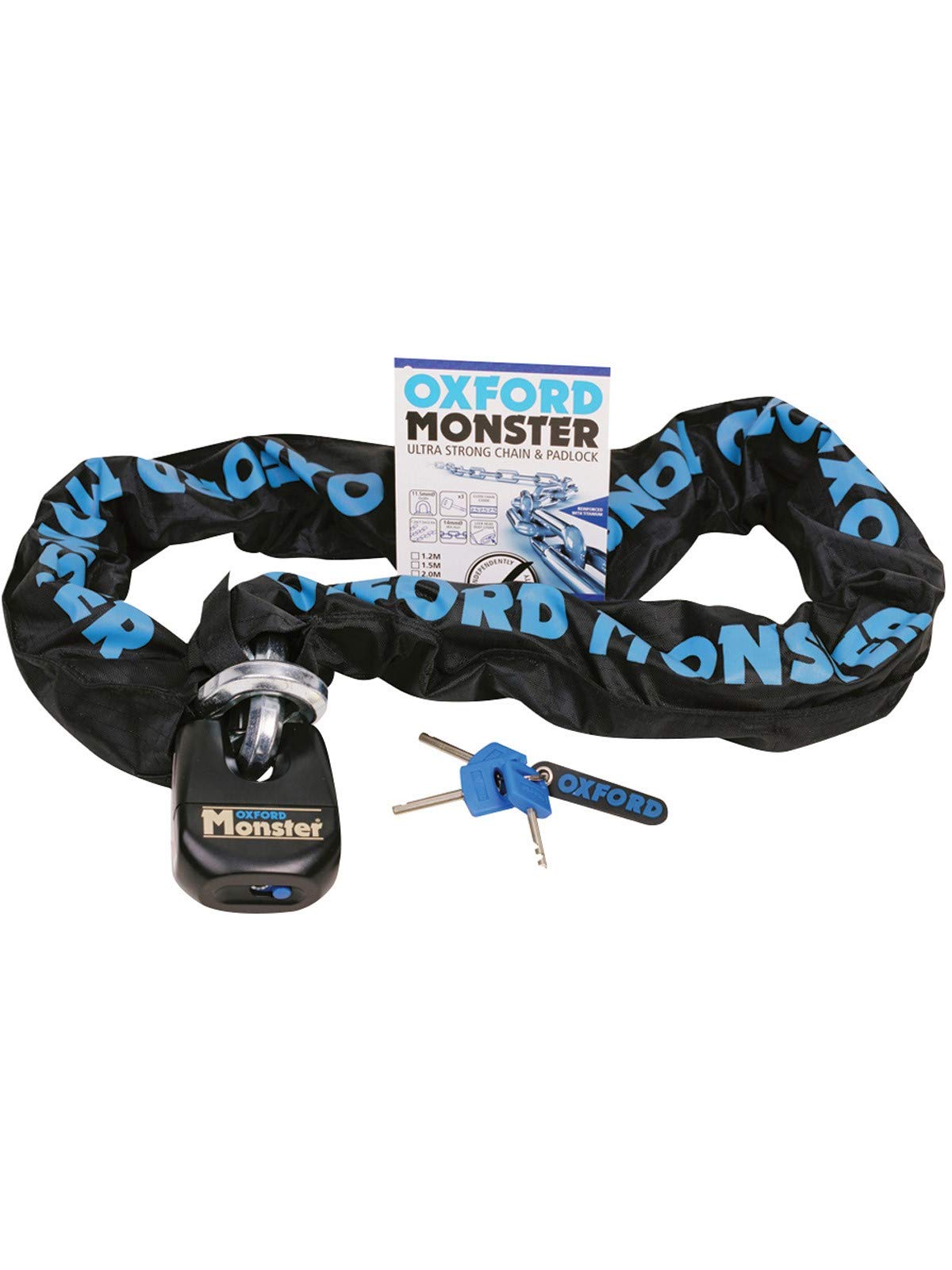 Oxford Monster XL Heavy Duty Lock and Chain - Secure Bikes, Motorcycles, Gates & Storage - High Security Anti-Theft Protection for Outdoor Use