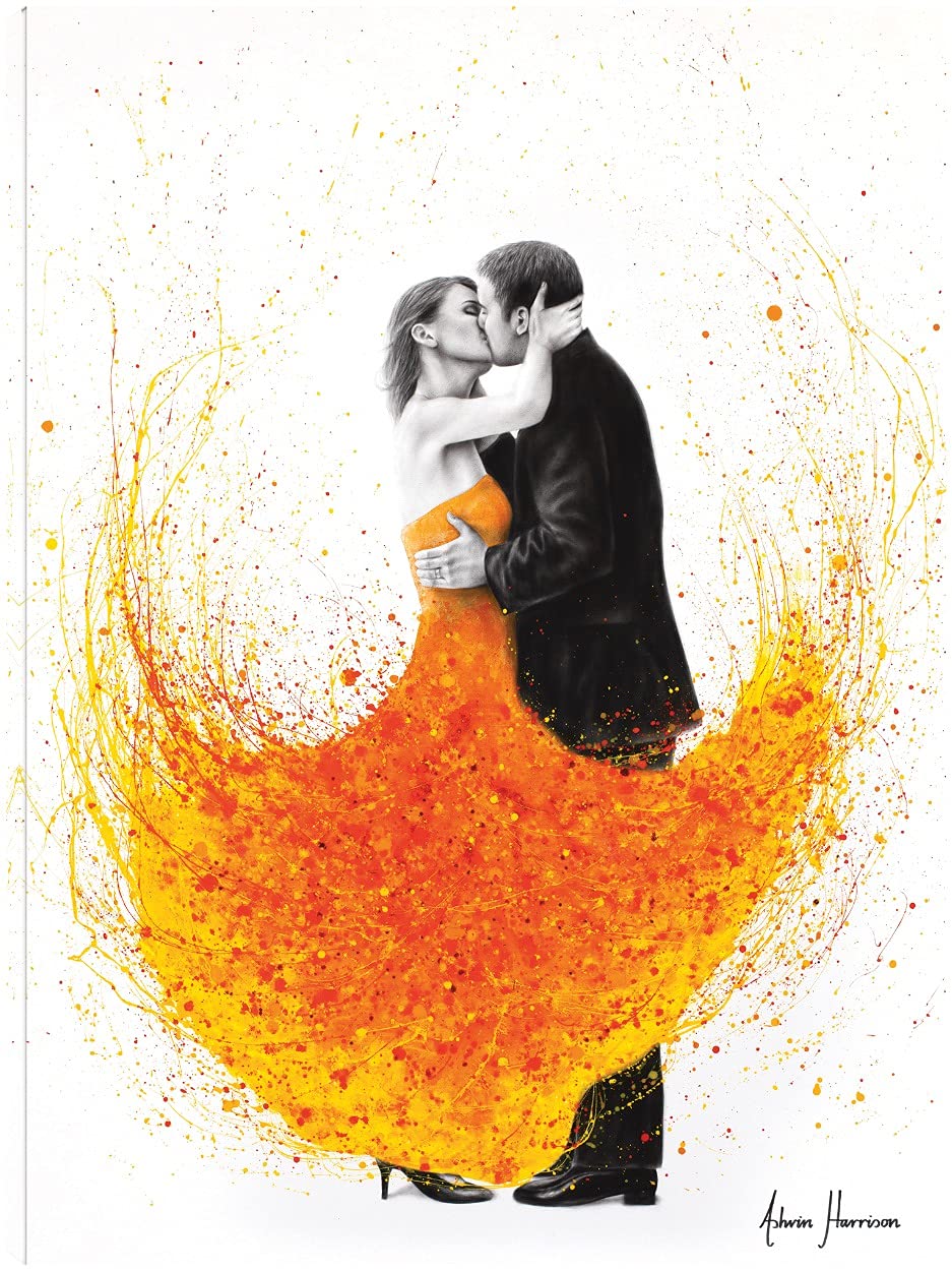 Sunny Autumn Kiss Fine Art Canvas Wall Decor by Ashvin Harrison - Ready to Hang 32x43 Inch - Perfect for Living Room, Bedroom, Office & More - Handmade Landscape Painting for Home & Commercial Spaces