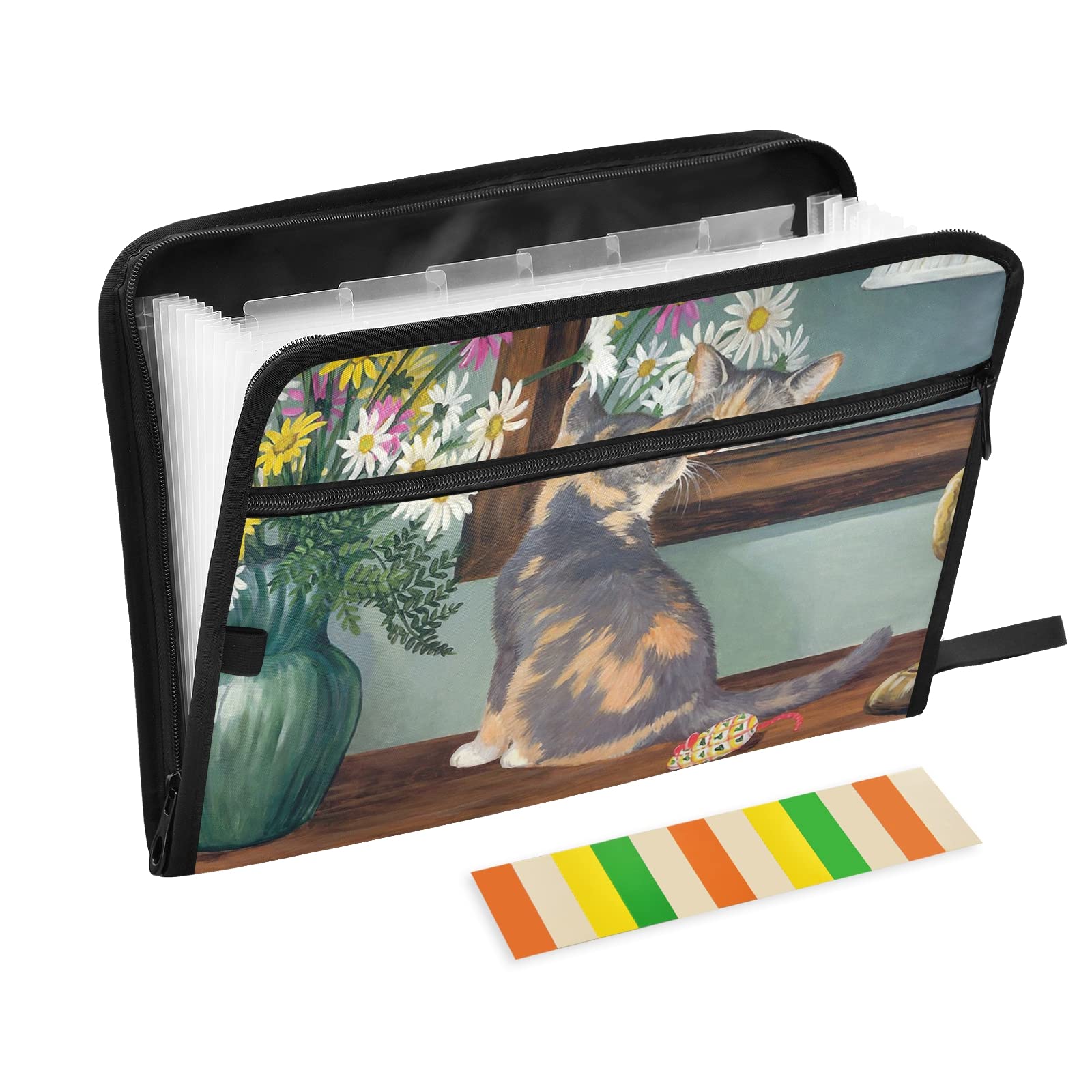 UMIRIKO 13-Pocket Expanding File Folder with Sticky Labels - Accordion Organizer for A4 Letter Size Documents - Zippered Closure Expanding File for Office, School & Home Organization (20220563)
