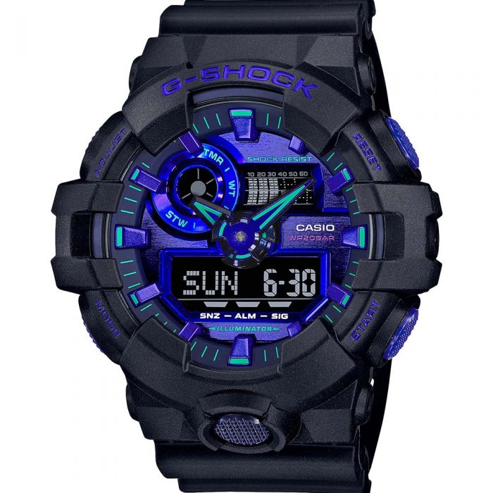 Casio G-Shock GA700VB-1A Virtual Blue Series Digital Sport Watch for Men - Durable, Shock-Resistant, Waterproof - Perfect for Outdoor Adventures, Workouts, and Everyday Wear
