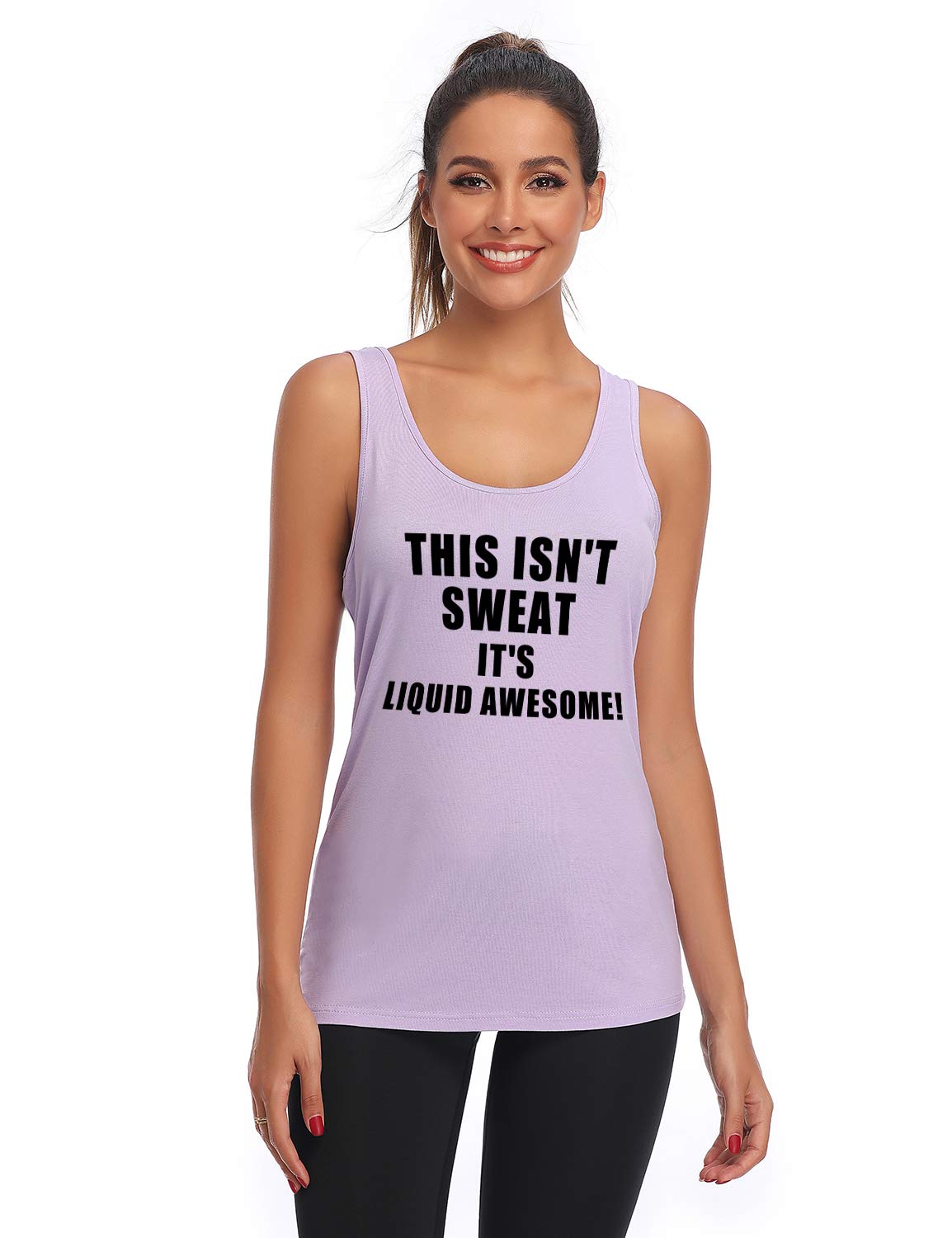 FANNOO Women's Funny Saying Racerback Tank Tops - Sleeveless Workout Shirts for Gym, Yoga & Summer Casual Wear