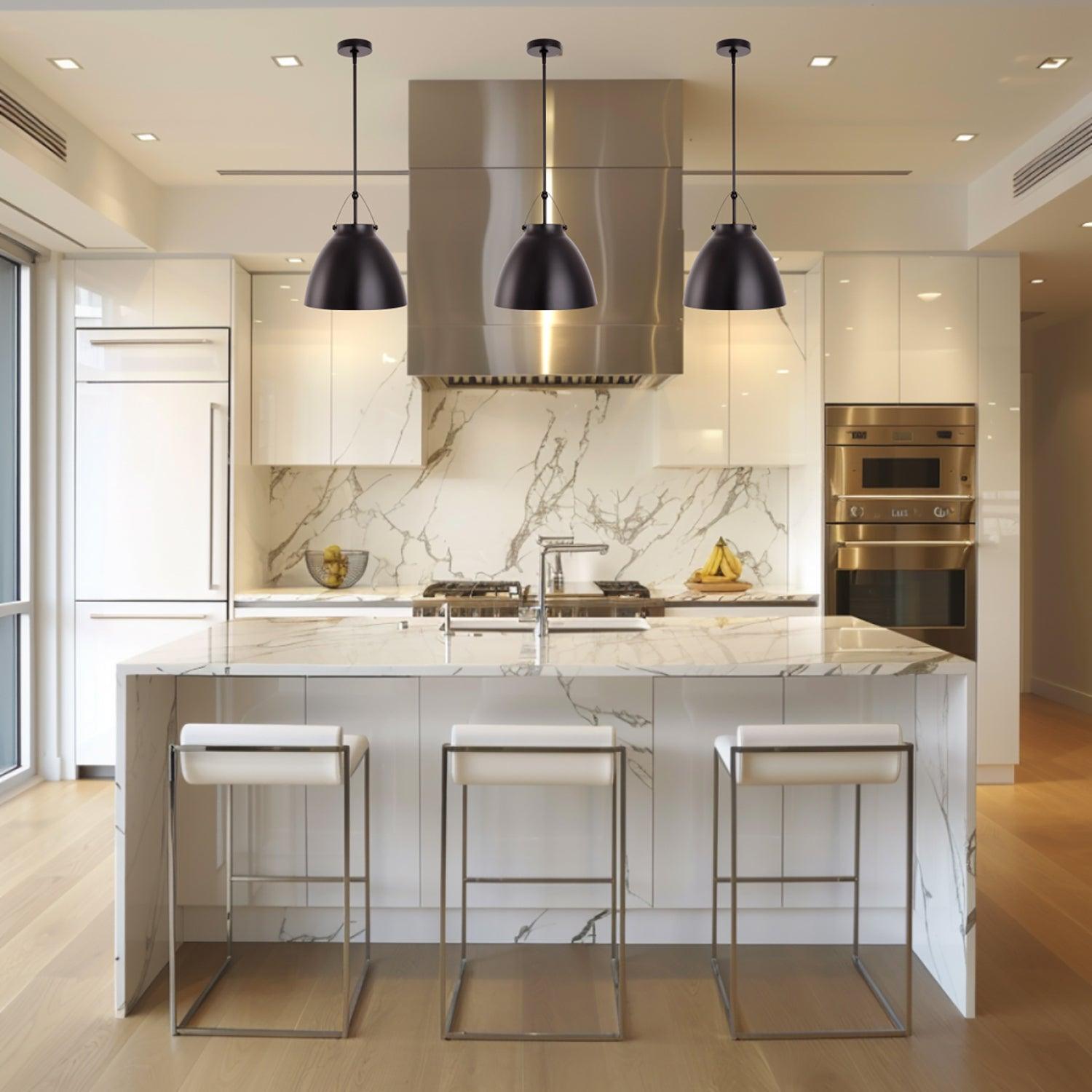 Modern 1-Light Metal Dimmable Pendant Light Fixture for Kitchen Island, Dining Room, or Bedroom - Adjustable Hanging Ceiling Lamp with Vintage Industrial Style