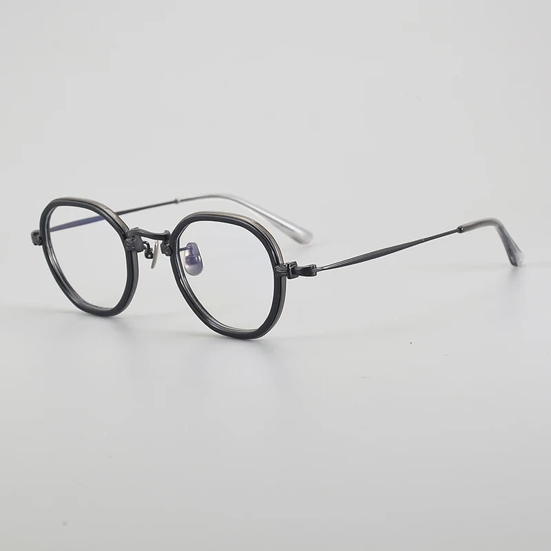 Aror Unisex Full Rim Flat Top Polygon Titanium Acetate Eyeglasses 4941 - Lightweight Durable Frame for Work, Reading & Fashion | Trendy Geometric Glasses for Men & Women