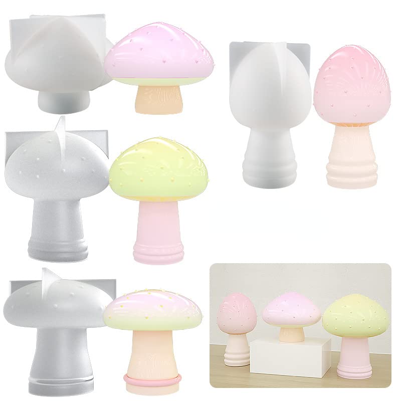 Premium 3D Mushroom Silicone Mold Set (4pcs) - DIY Candle Making, Epoxy Resin Casting, Scented Soap & Keychain Crafting - Perfect for Christmas Gifts, Home Decor & Party Favors