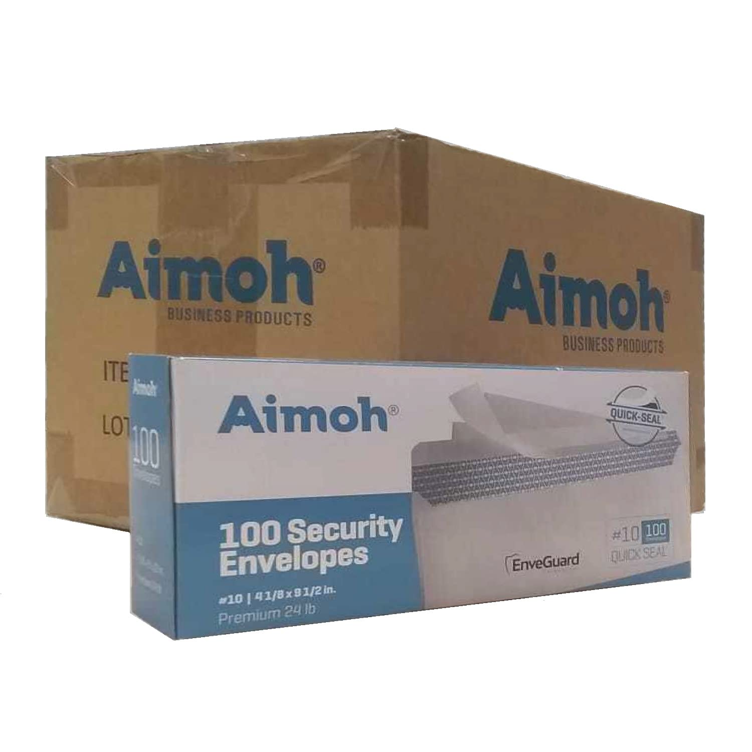 Aimoh #10 Security Tinted Self-Seal Envelopes - No Window - 4-1/8 x 9-1/2 Inches - 24lb White Paper - 2400 Envelopes per Case (24 Packs) - Ideal for Mailing Checks, Legal Documents & Confidential Business Correspondence