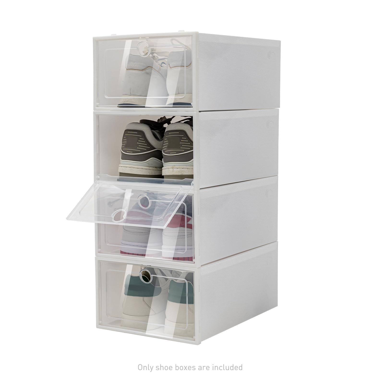 TFCFL 20-Pack Clear Plastic Stackable Shoe Storage Boxes - Organizer Containers & Shoe Drawer Holders for Closet, Bedroom, or Entryway Organization (20 Boxes) - Perfect for Sneakers, Heels & Boots Storage