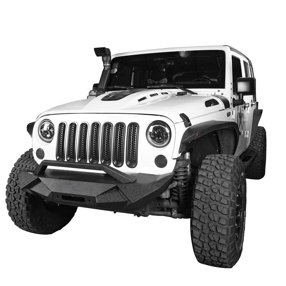 ECCPP Black Textured Front Bumper with Winch Plate Compatible with 2007-2018 Jeep Wrangler JK | Off-Road Protection & Style Upgrade for Adventure Enthusiasts