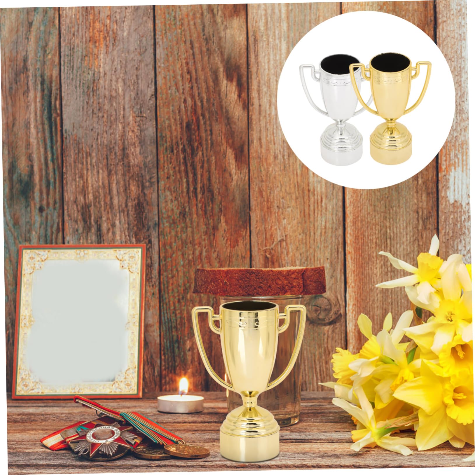 BRIGHTFUFU 100 Pcs Reusable Mini Plastic Trophies for Kids - Small Prize Awards for Classroom, Sports, Birthday Parties & School Events