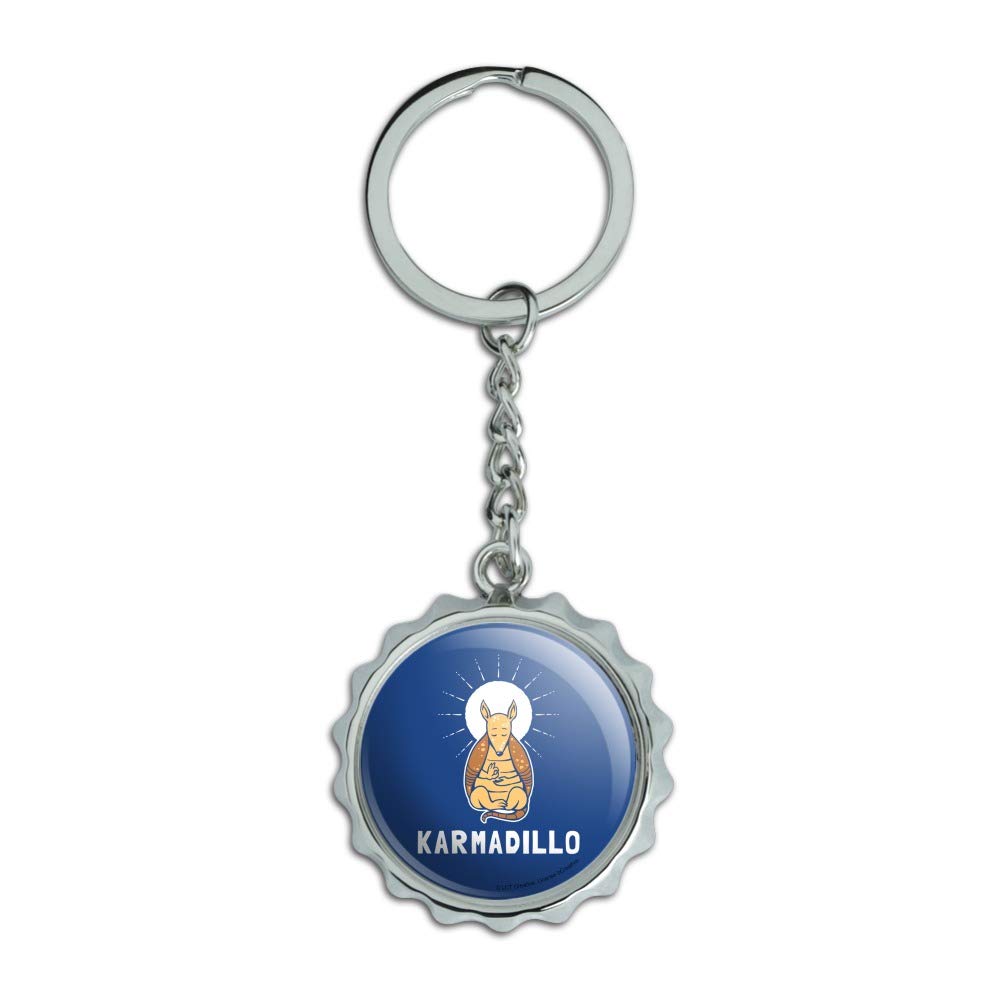 Funny Armadillo Keychain - Chrome Plated Metal Bottle Opener with Pop Cap - Perfect for Gifts, Parties, and Everyday Use
