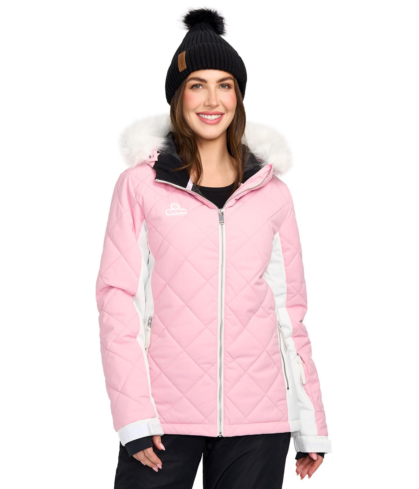 Women's Waterproof Ski Jacket - Bright Colorful Hooded Snow Jacket for Adults | Tipsy Elves Après Ski Outerwear | Perfect for Skiing, Snowboarding & Winter Adventures
