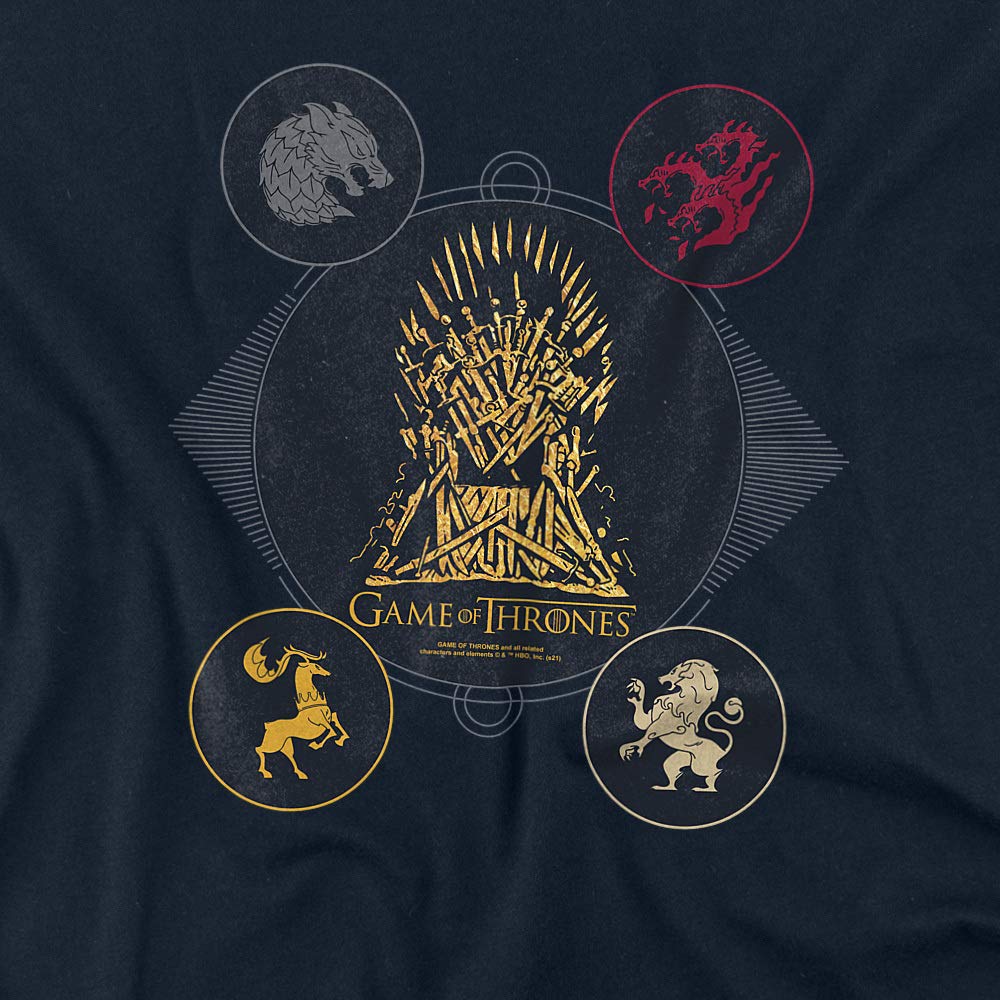 Game of Thrones 4 Houses 4 The Throne Unisex T-Shirt for Men & Women - Navy Blue Cotton Tee - Medium Size - Perfect for Cosplay, Conventions & GOT Fan Gifts