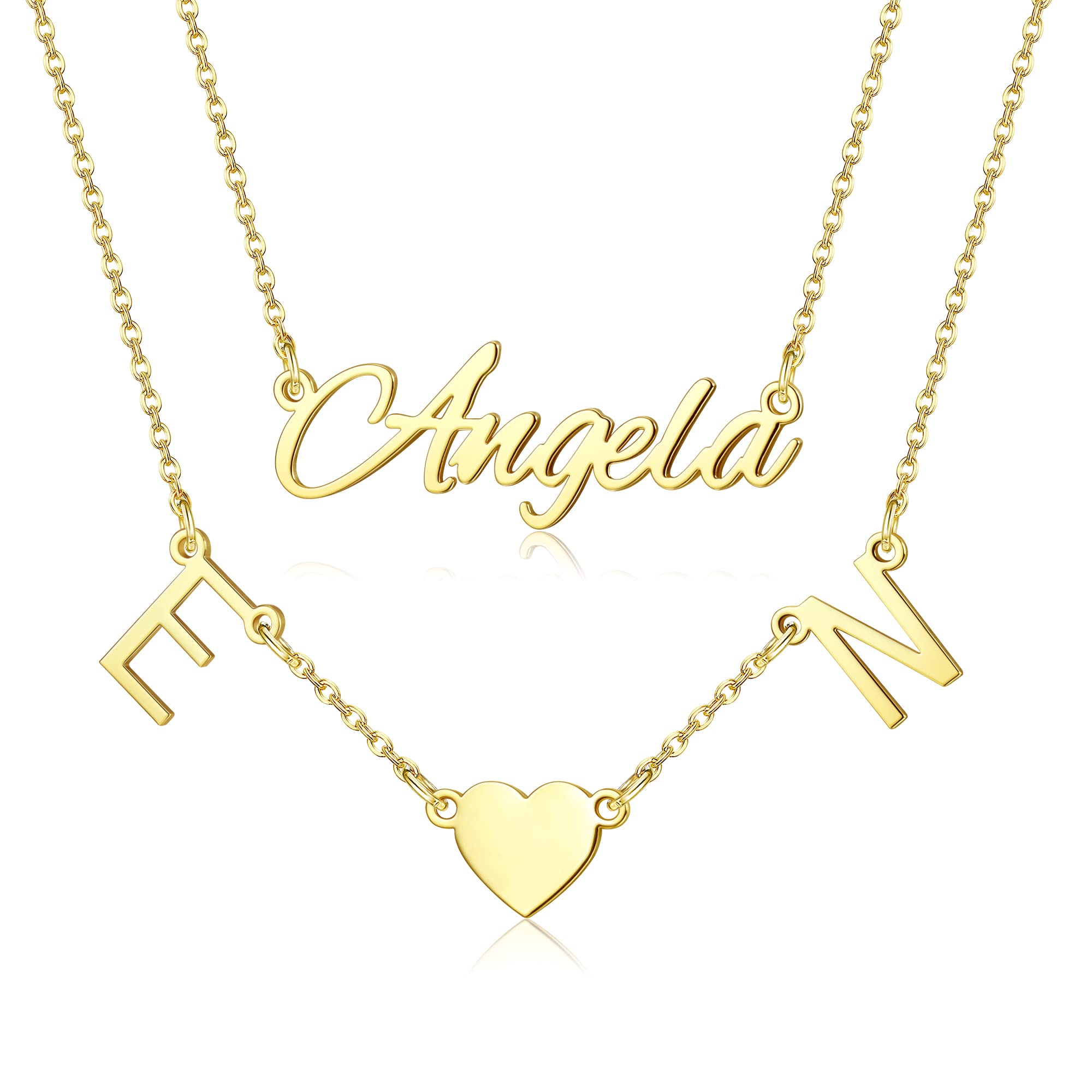 Custom Name Necklace for Women - Personalized Stainless Steel Engraved Jewelry - Gold Plated Nameplate Necklace - Unique Gift for Girls, Wife, Mom - Perfect for Birthdays, Anniversaries & Valentine's Day
