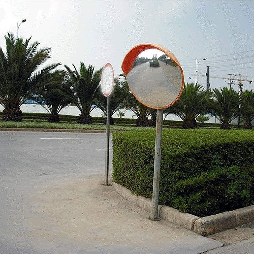 Long-Life Red Wide Angle Portable Convex Traffic Mirror - 45-120CM Adjustable (75CM Size) for Roadside Safety & Parking Lot Visibility | Durable Rotating Plastic Mirror for Driveways, Warehouses & Construction Sites