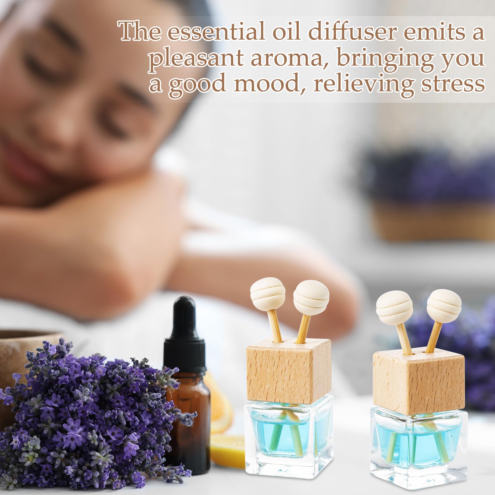 Zubebe 200 Pcs 8ml Empty Glass Car Diffuser Bottles with Wooden Cap & Vent Clip - Essential Oil Air Freshener for Auto, Home & Office - Clear Glass Perfume Diffuser for Aromatherapy & Fragrance Decor