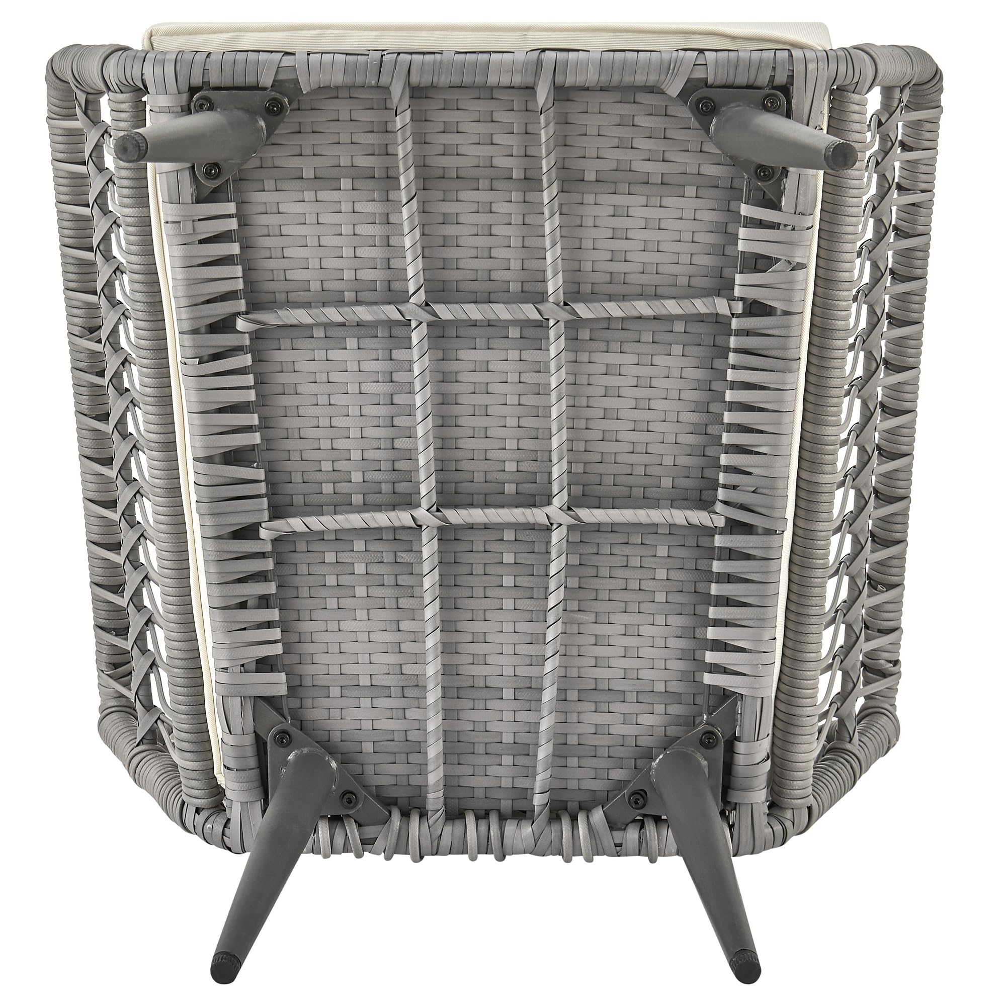 Portofino 4-Piece Outdoor Patio Set with Waterproof Cushions - Rope Wicker Conversation Set Includes 2 Armchairs, Loveseat & Tempered Glass Coffee Table - Cream - Perfect for Backyard, Garden, Poolside or Terrace Relaxation