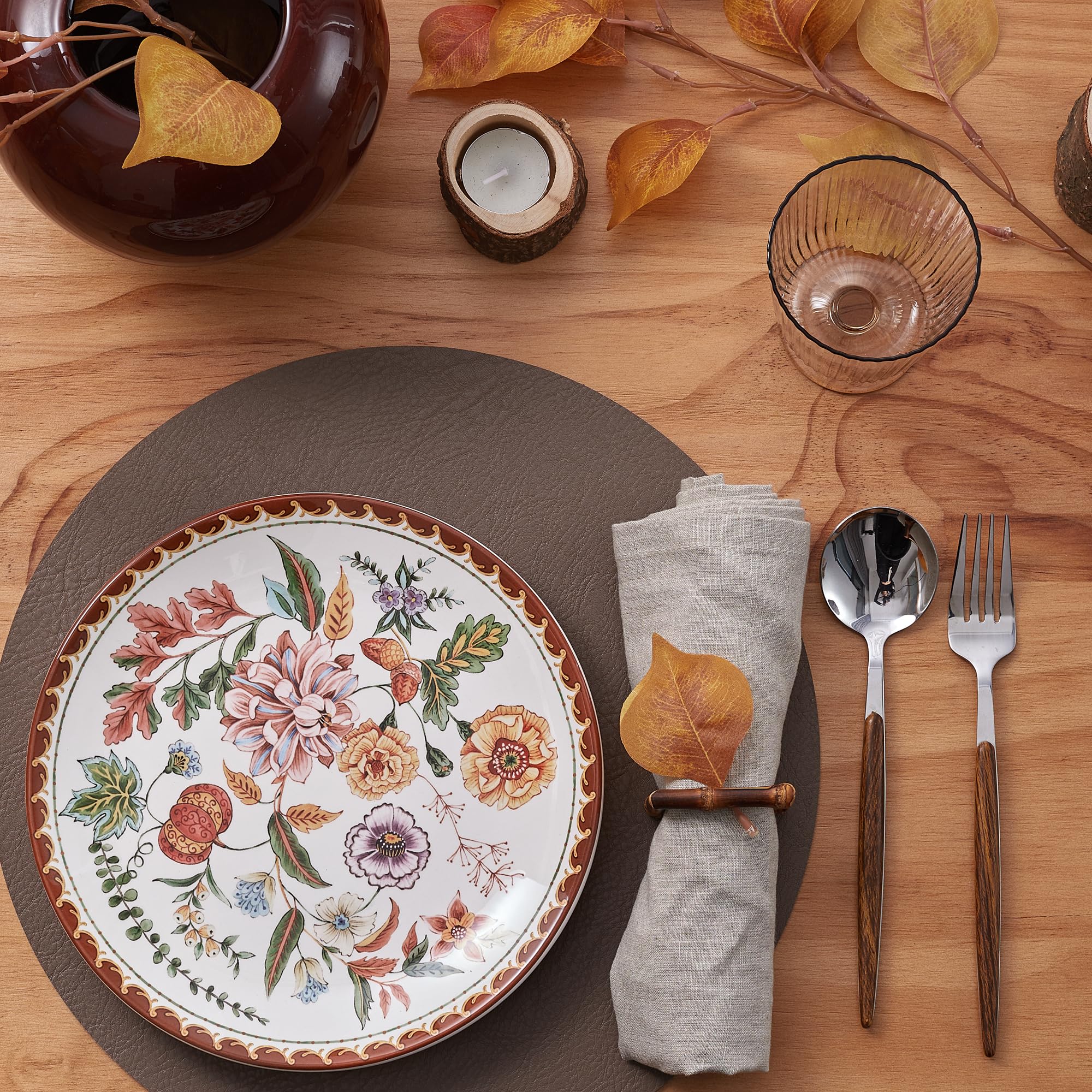 Bico Blooming Moment 8.75 Inch Salad Plates Set of 4 - Microwave & Dishwasher Safe Appetizer Dishes for Dining, Entertaining & Everyday Use