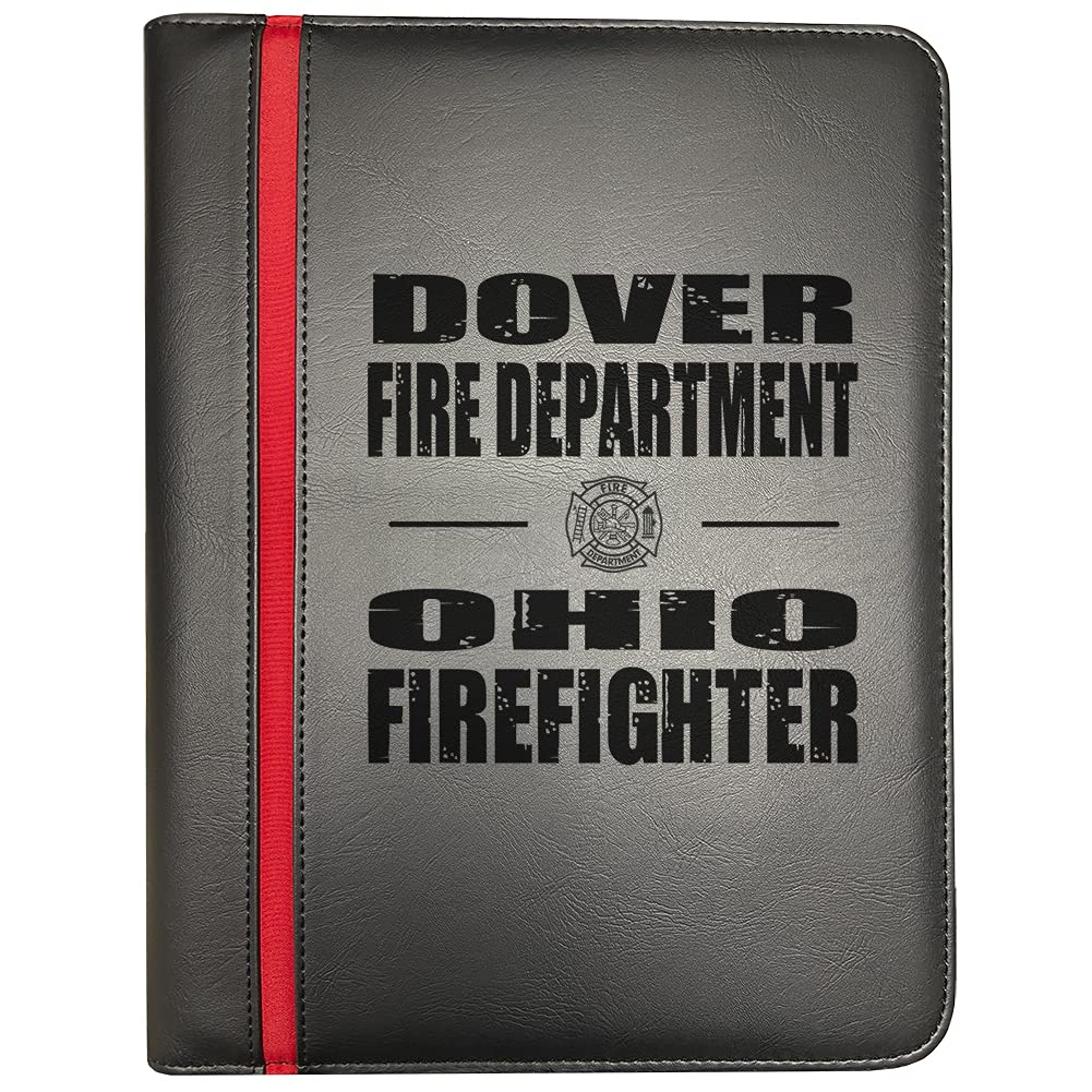 Thin Red Line Firefighter Portfolio Organizer - Compatible with Dover Ohio Fire Department, Includes Firefighter's Prayer Print & Maltese Cross Decal (Pack of 10) - Perfect for First Responder Appreciation Gifts & Fire Station Organization