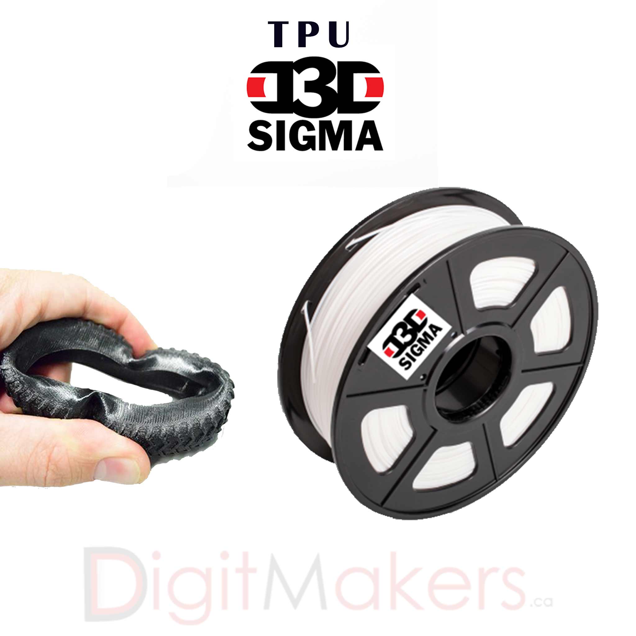 D3D Sigma TPU Flexible Filament 1.75mm 500g Spool - 5 Vibrant Colors for 3D Printing, Cosplay, Phone Cases & DIY Projects